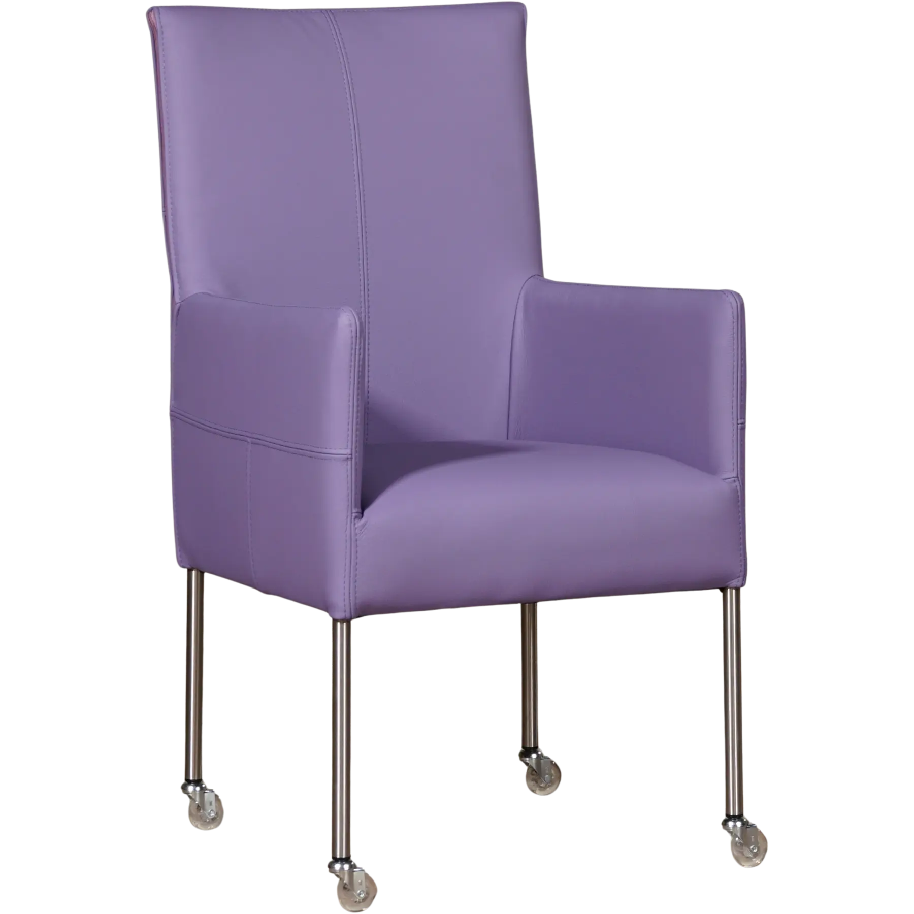 afbeelding van Set van 6 Leren eetkamerstoelen Spark - Toledo Lila (lichtpaars) - Poten staal rond RVS