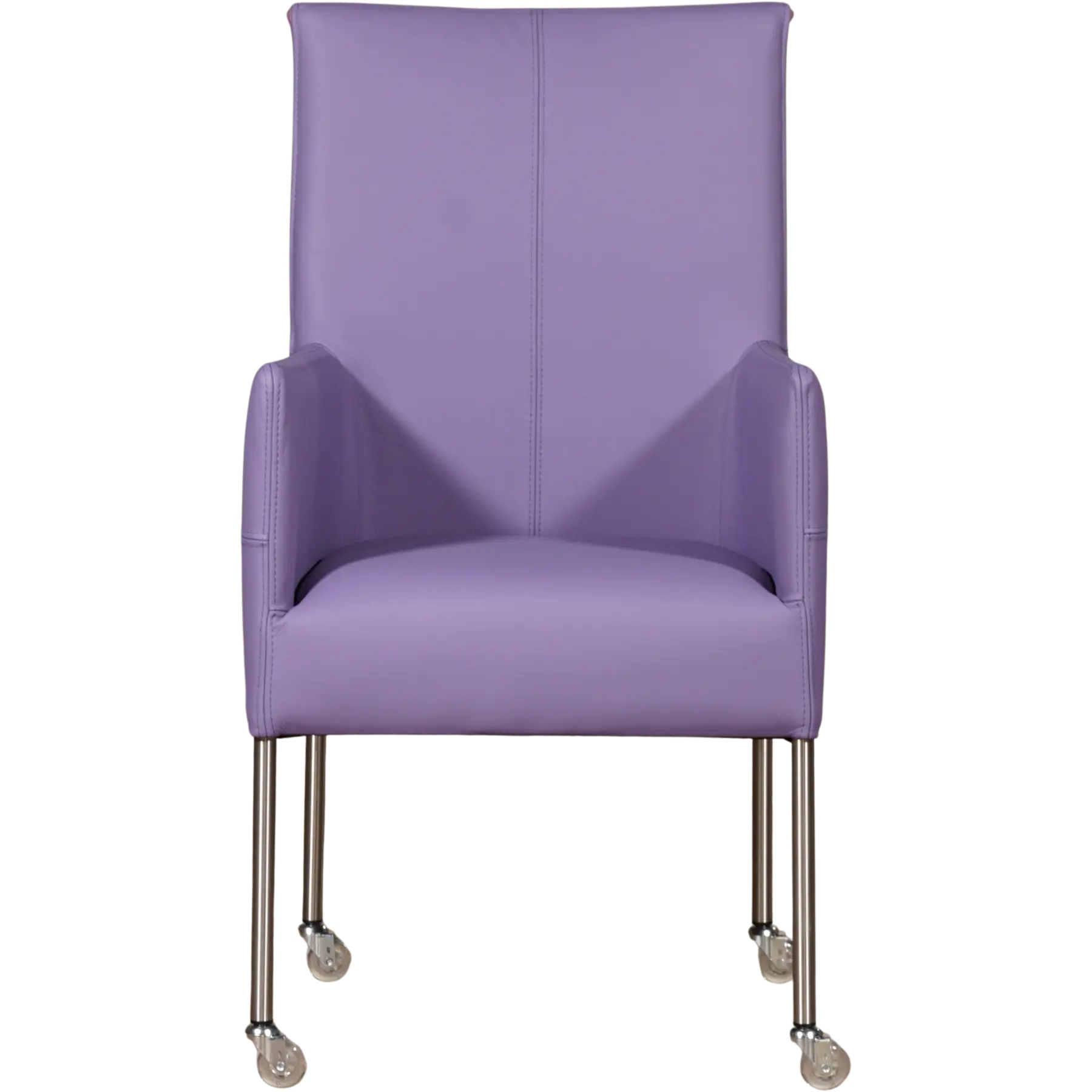 afbeelding van Set van 6 Leren eetkamerstoelen Spark - Toledo Lila (lichtpaars) - Poten staal rond RVS