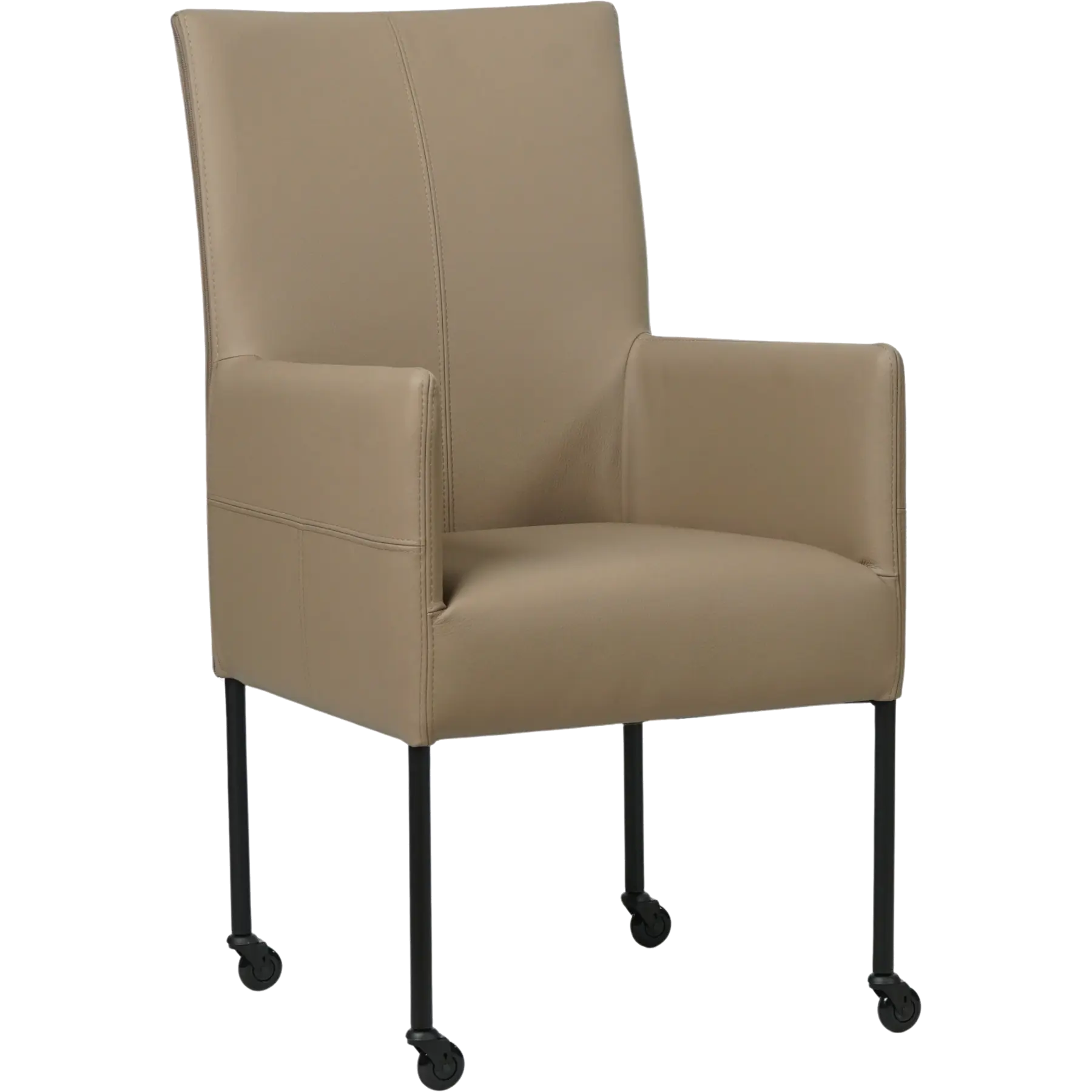 afbeelding van Set van 6 Leren eetkamerstoelen Spark - Toledo Mocca (taupe/bruin) - Poten staal rond zwart