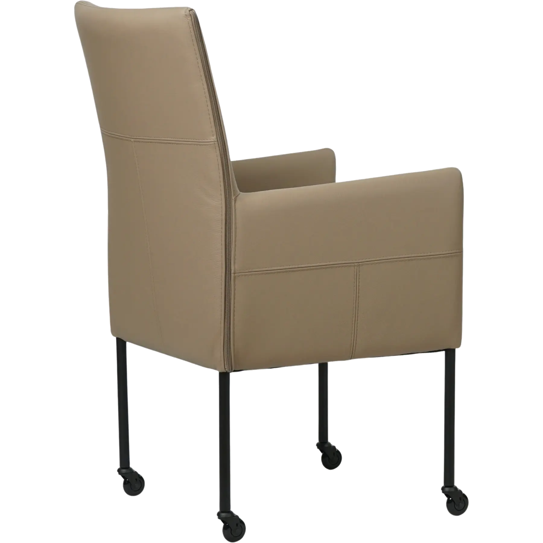 afbeelding van Set van 6 Leren eetkamerstoelen Spark - Toledo Mocca (taupe/bruin) - Poten staal rond zwart
