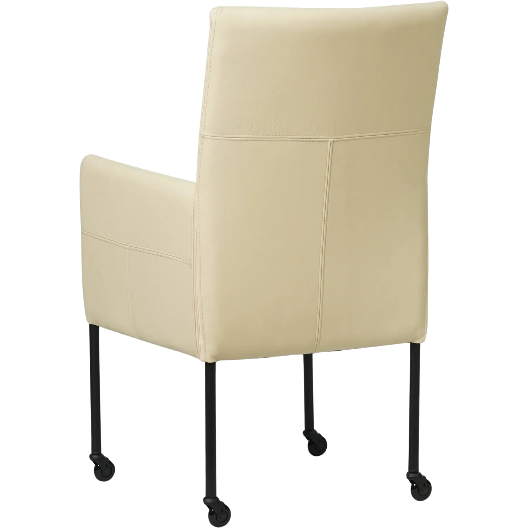afbeelding van Set van 6 Leren eetkamerstoelen Spark - Toledo Polar (crème) - Poten staal rond zwart