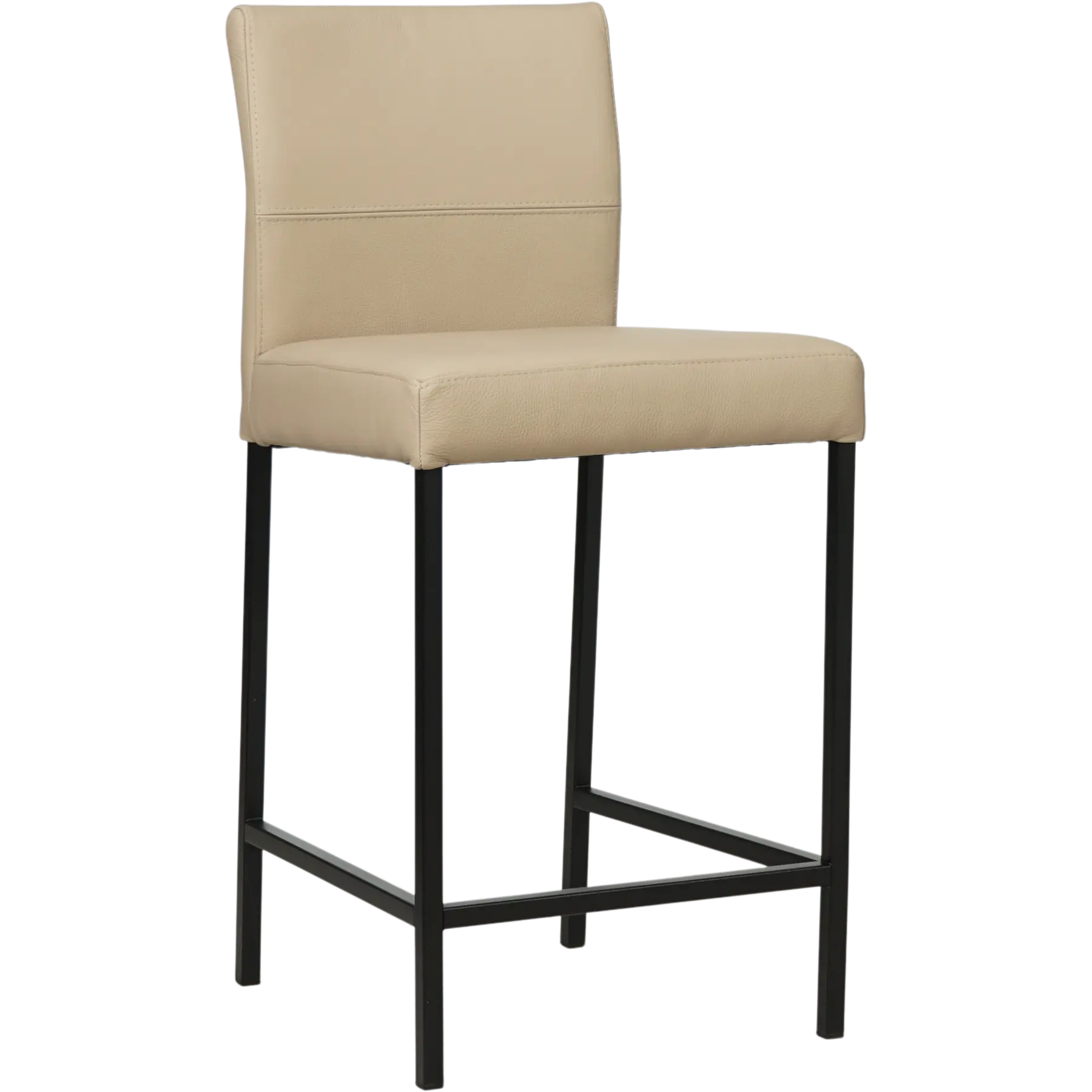 afbeelding van Set van 8 Leren barkrukken Bright laag - Toledo Mastic (taupe/bruin) - Poten staal vierkant zwart