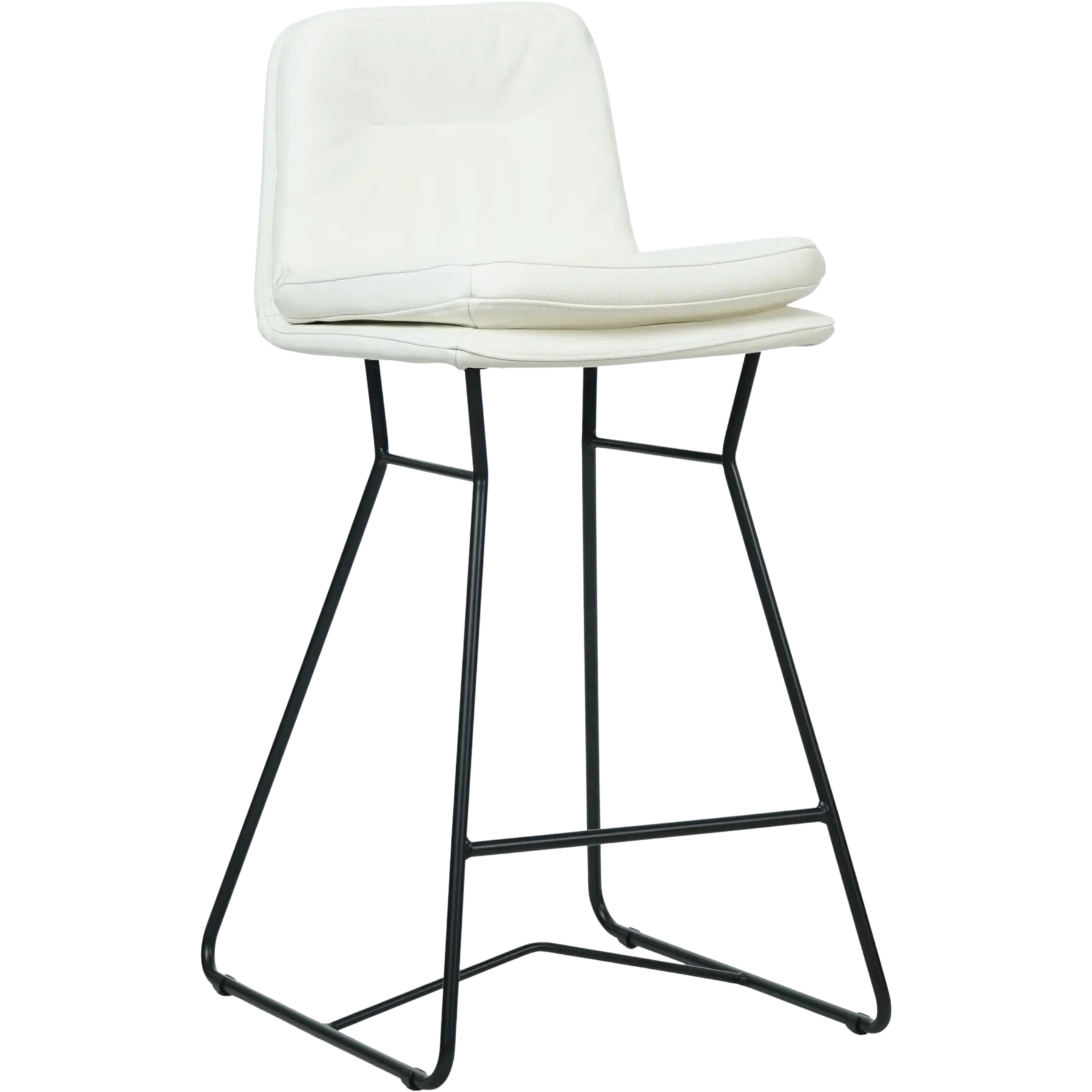 afbeelding van Set van 8 Leren barkrukken Candy laag - Toledo Bianco (gebroken wit)