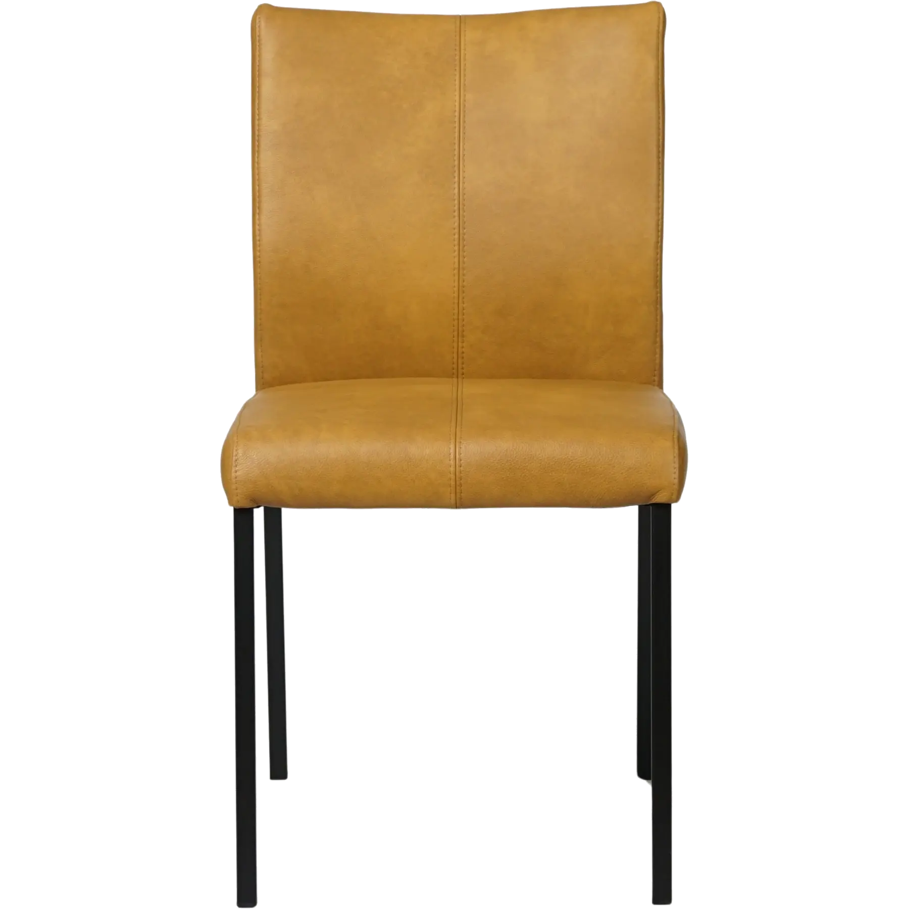 afbeelding van Set van 8 Leren eetkamerstoelen Basic - Granada Amber (cognac) - Poten staal vierkant zwart