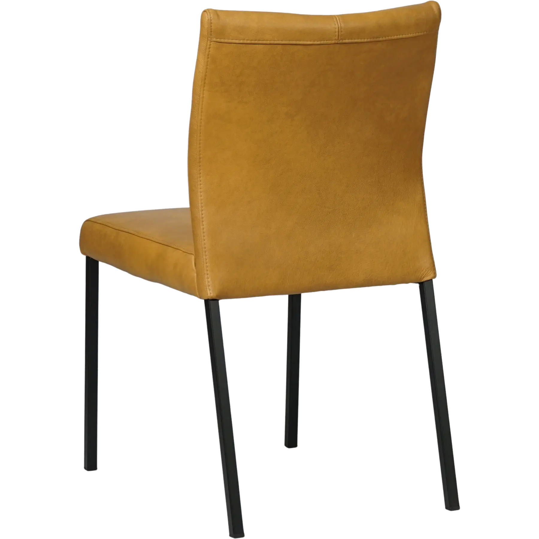 afbeelding van Set van 8 Leren eetkamerstoelen Basic - Granada Amber (cognac) - Poten staal vierkant zwart