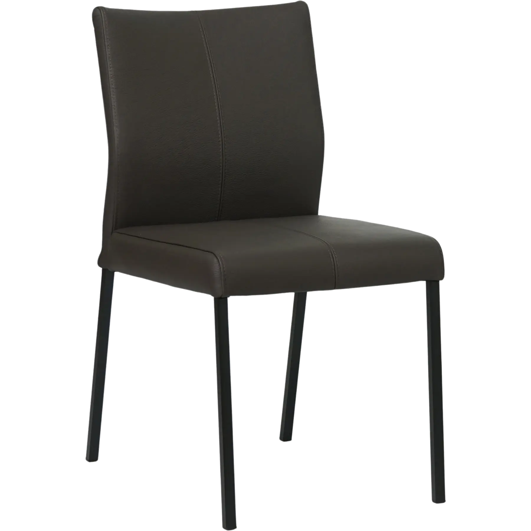 afbeelding van Set van 8 Leren eetkamerstoelen Basic - Hermes Caffe (donkerbruin) - Poten staal vierkant zwart