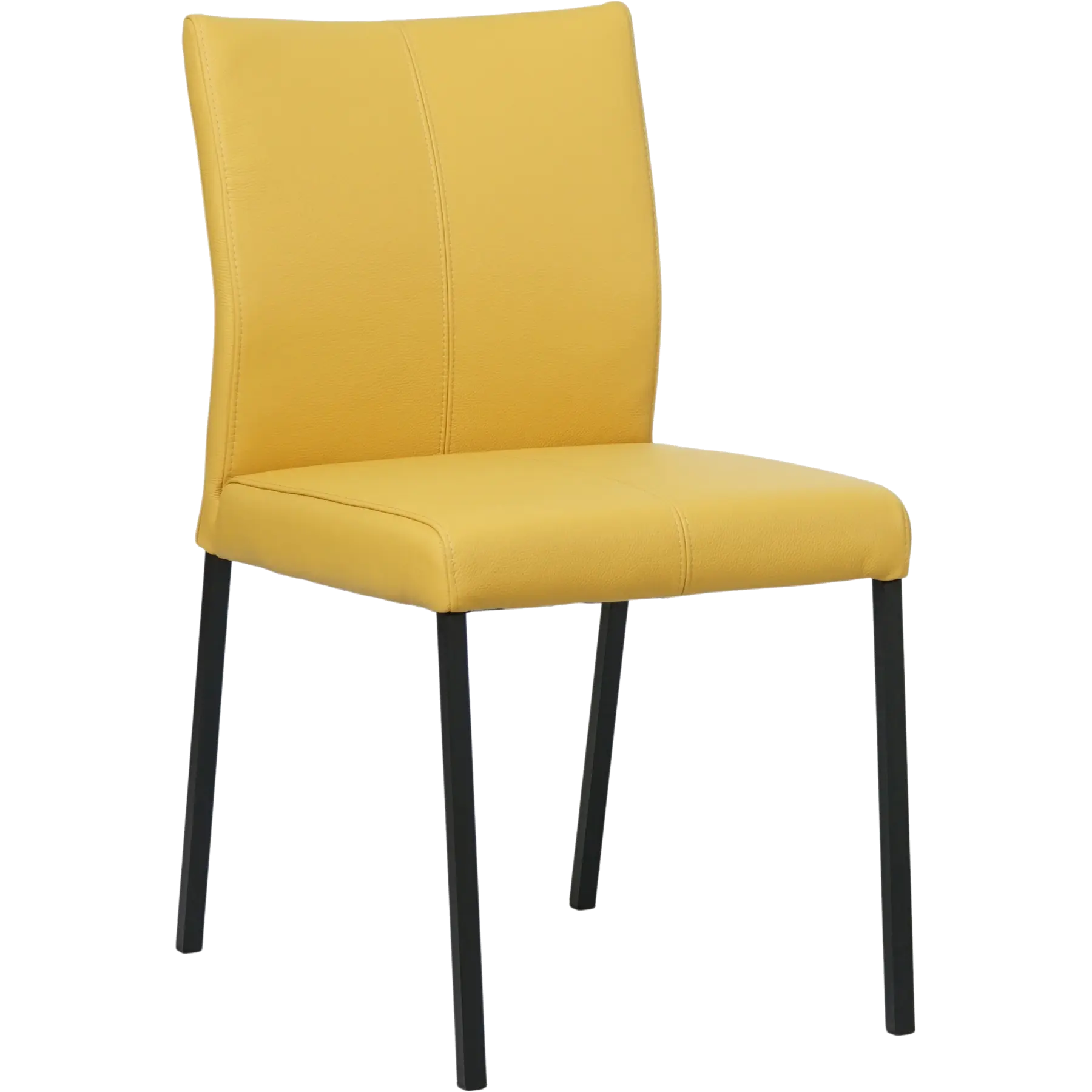 afbeelding van Set van 8 Leren eetkamerstoelen Basic - Toledo Giallo (geel) - Poten staal vierkant zwart