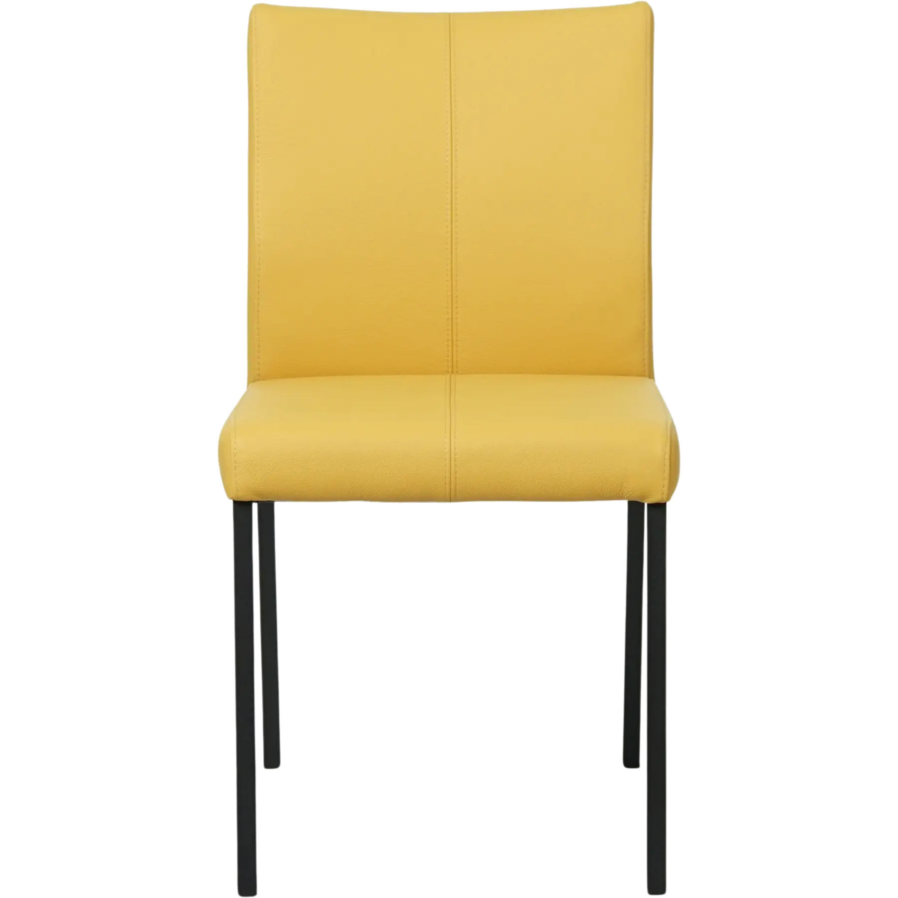 afbeelding van Set van 8 Leren eetkamerstoelen Basic - Toledo Giallo (geel) - Poten staal vierkant zwart