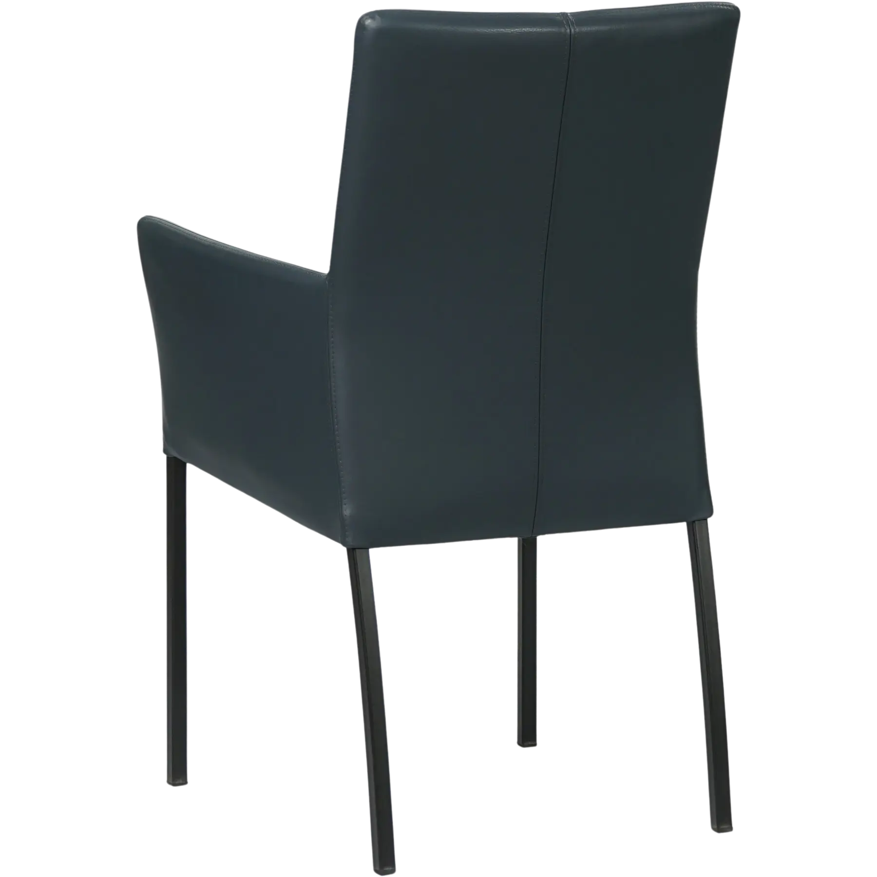 afbeelding van Set van 8 Leren eetkamerstoelen Comfort met armleuning - Toledo Marine (blauw) - Poten staal vierkant zwart