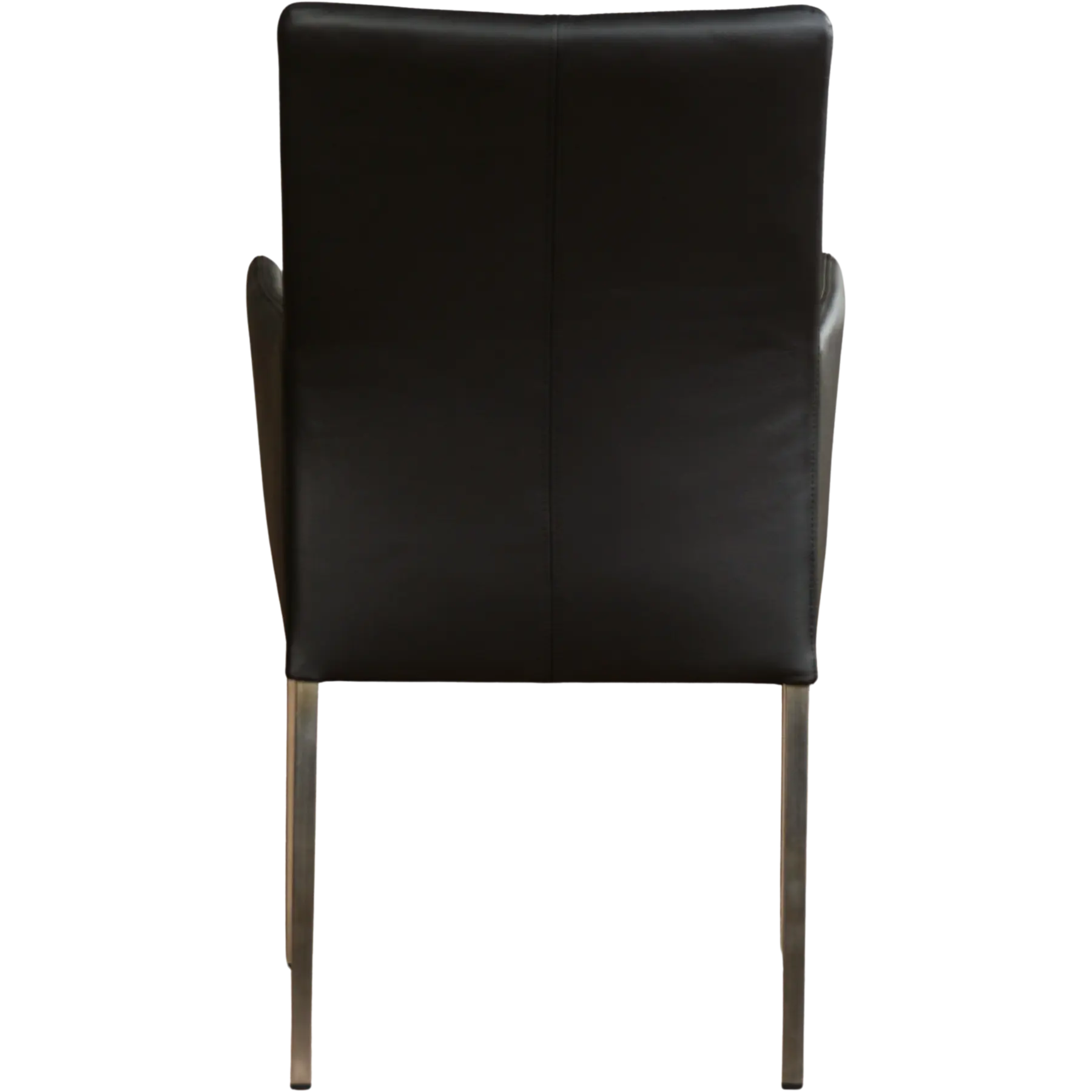 afbeelding van Set van 8 Leren eetkamerstoelen Comfort met armleuning - Toledo Nero (zwart) - Poten staal vierkant RVS