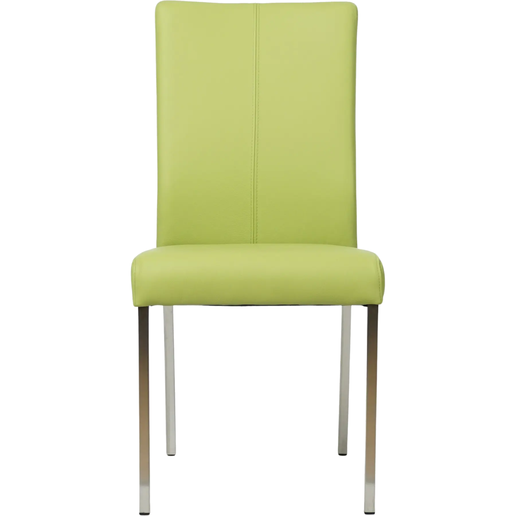 afbeelding van Set van 8 Leren eetkamerstoelen Comfort - Toledo Lime (felgroen) - Poten staal vierkant RVS