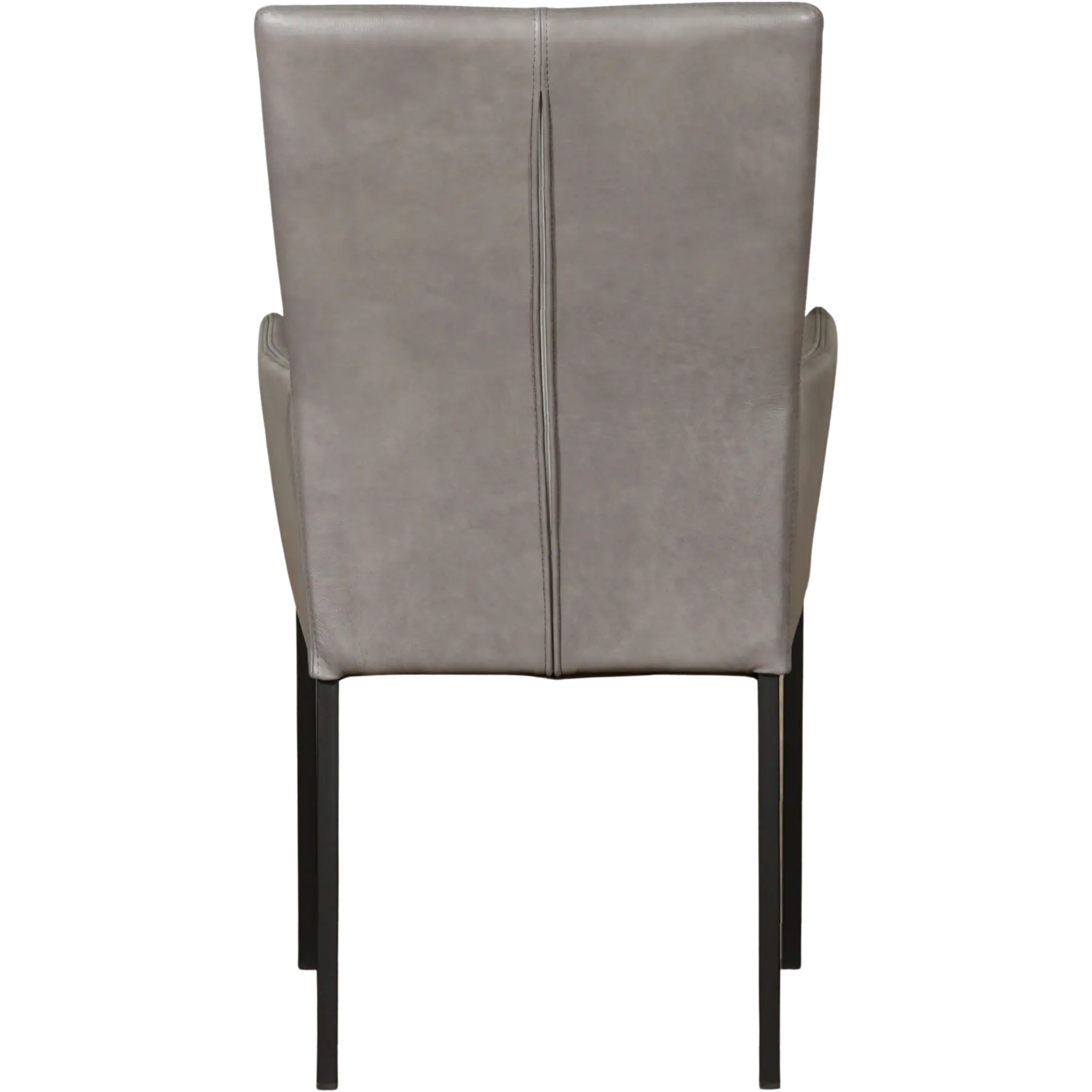 afbeelding van Set van 8 Leren eetkamerstoelen Daily met armleuning - Granada Steel (grijs) - Poten staal vierkant zwart