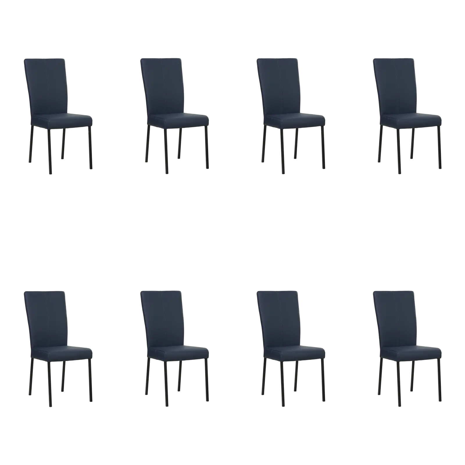 afbeelding van Set van 8 Leren eetkamerstoelen Daily - Toledo Kobalt (blauw) - Poten staal vierkant zwart