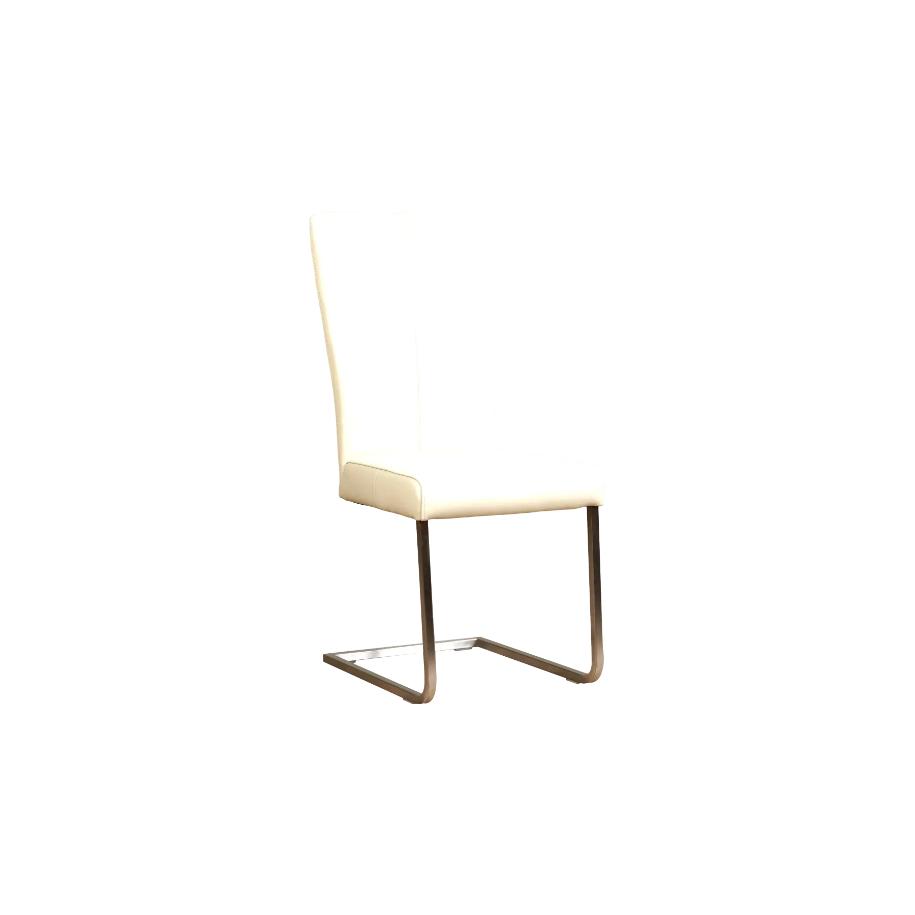 afbeelding van Set van 8 Leren eetkamerstoelen Dare - Toledo Bianco (gebroken wit) - Sledepoot staal vierkant RVS