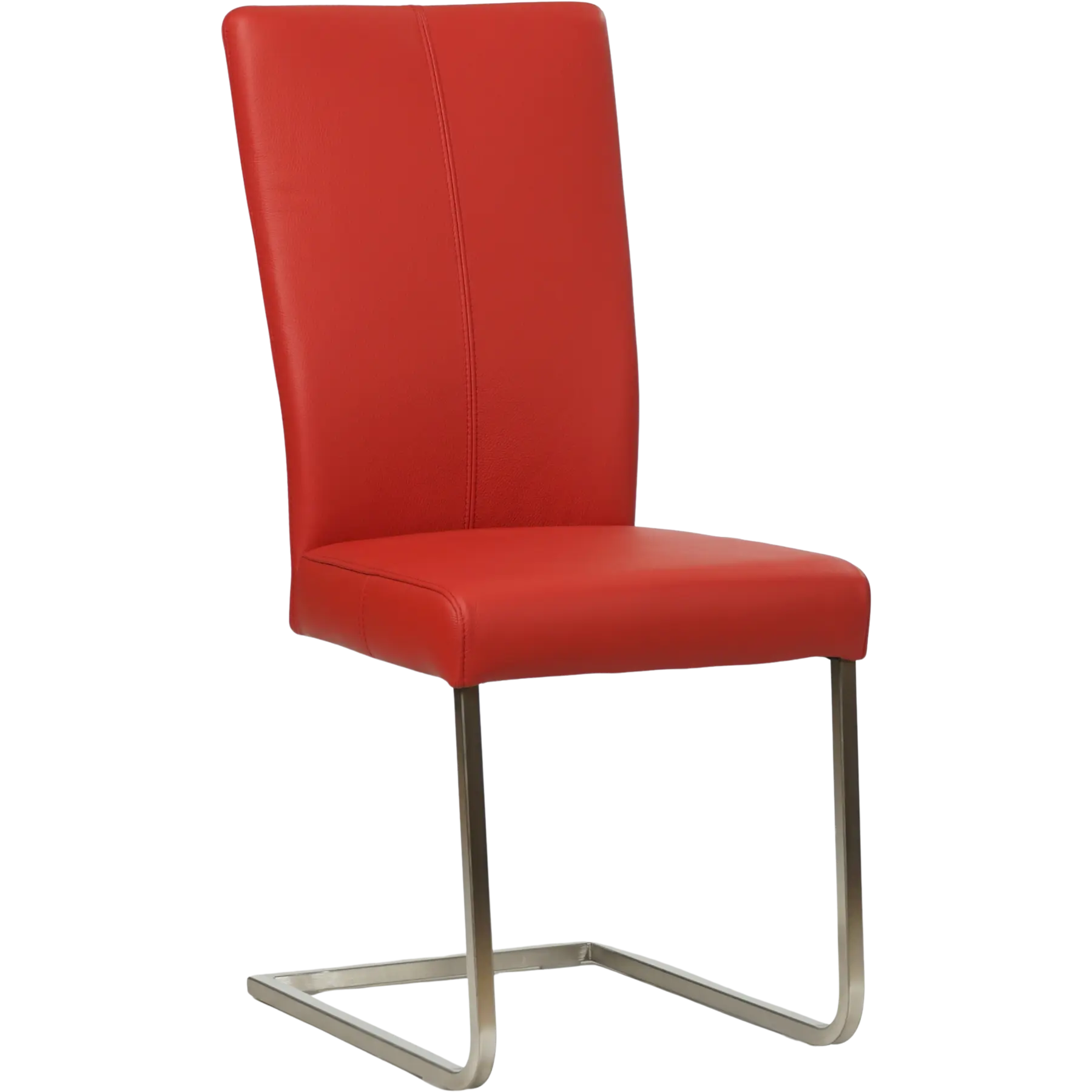 afbeelding van Set van 8 Leren eetkamerstoelen Dare - Toledo Ducati (rood) - Sledepoot staal vierkant RVS