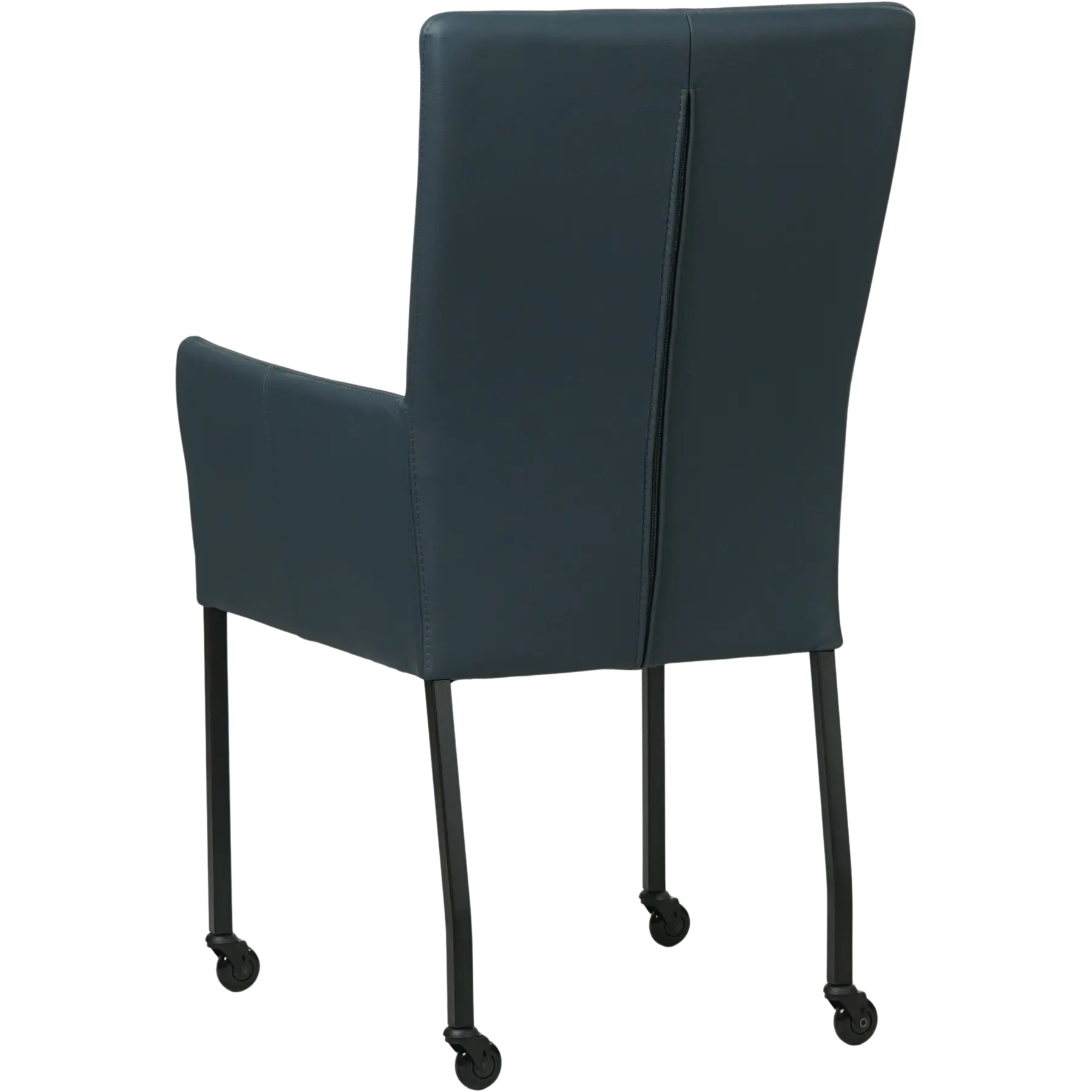 afbeelding van Set van 8 Leren eetkamerstoelen Deal met armleuning - Toledo Marine (blauw) - Poten staal vierkant zwart