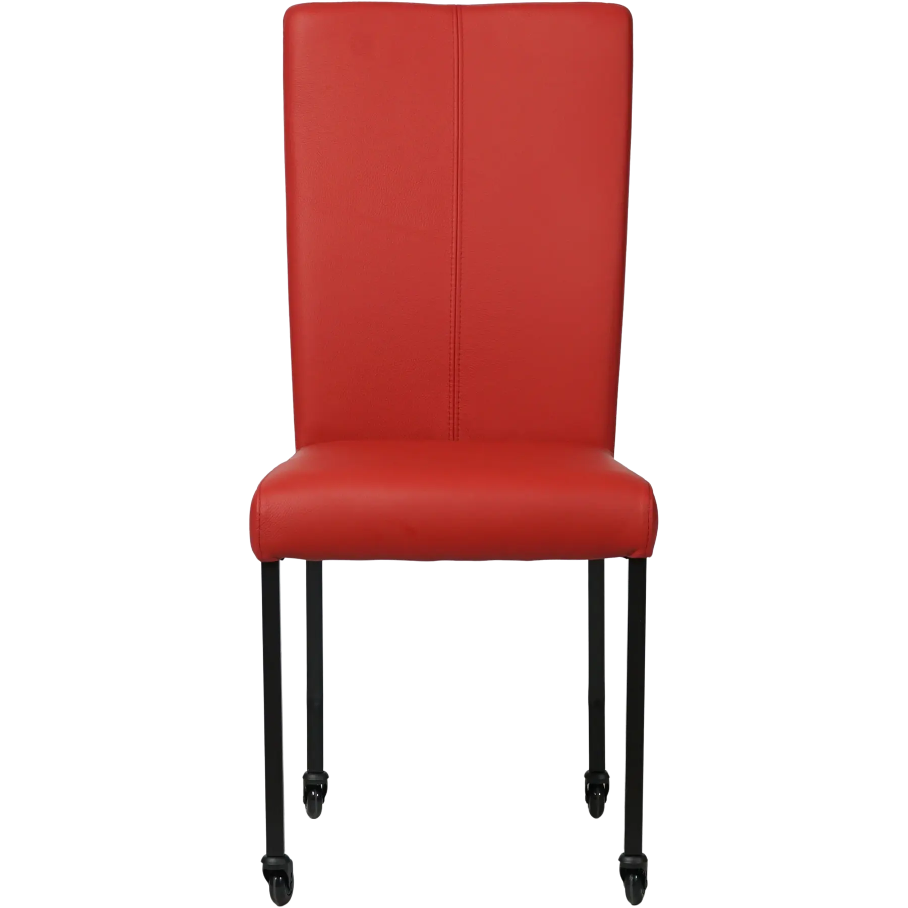 afbeelding van Set van 8 Leren eetkamerstoelen Deal - Toledo Ducati (rood) - Poten staal vierkant zwart