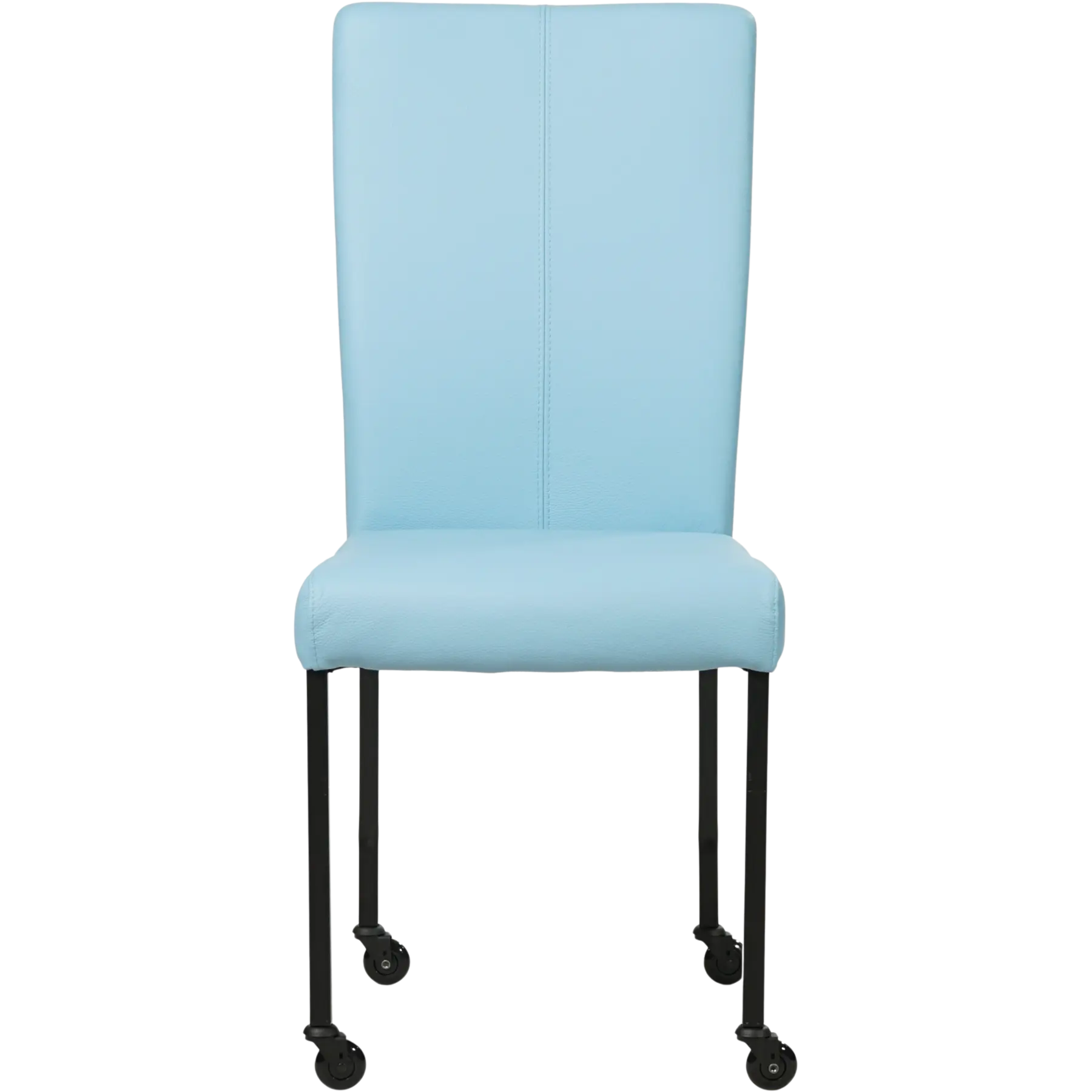 afbeelding van Set van 8 Leren eetkamerstoelen Deal - Toledo Sky Blue (lichtblauw) - Poten staal vierkant zwart