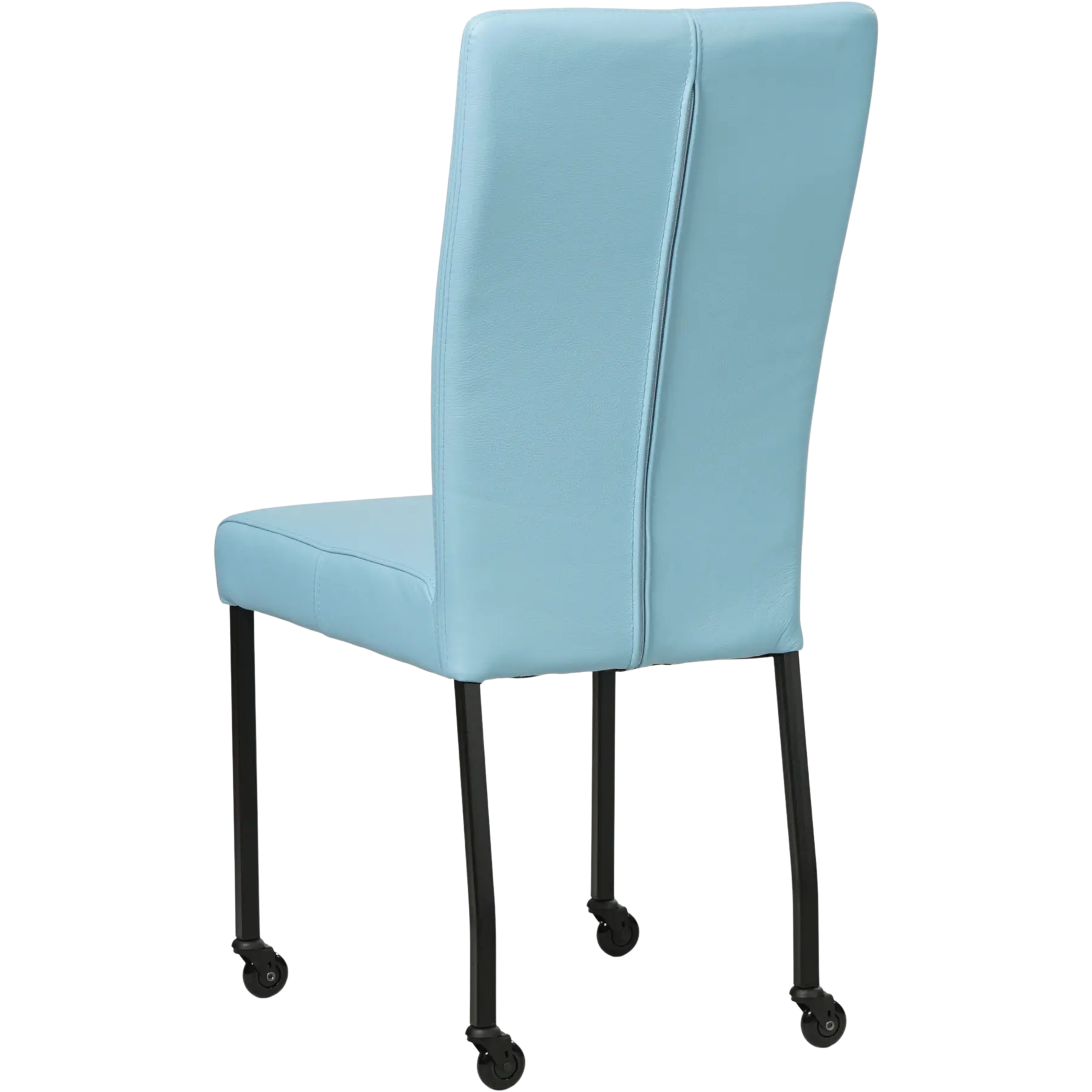afbeelding van Set van 8 Leren eetkamerstoelen Deal - Toledo Sky Blue (lichtblauw) - Poten staal vierkant zwart