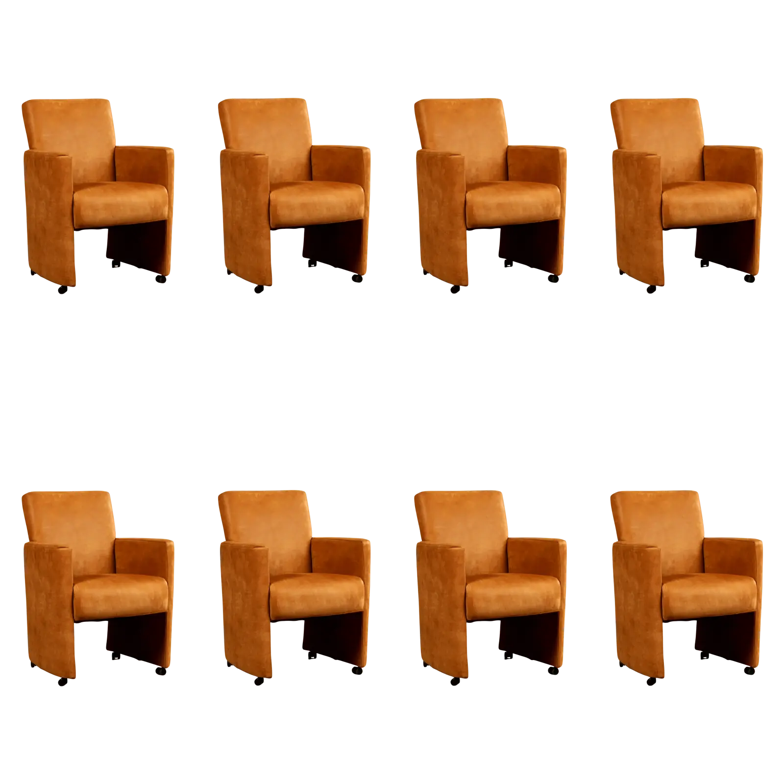 afbeelding van Set van 8 Leren eetkamerstoelen Elegant - Kenia Cognac (cognac) - Zonder handgreep
