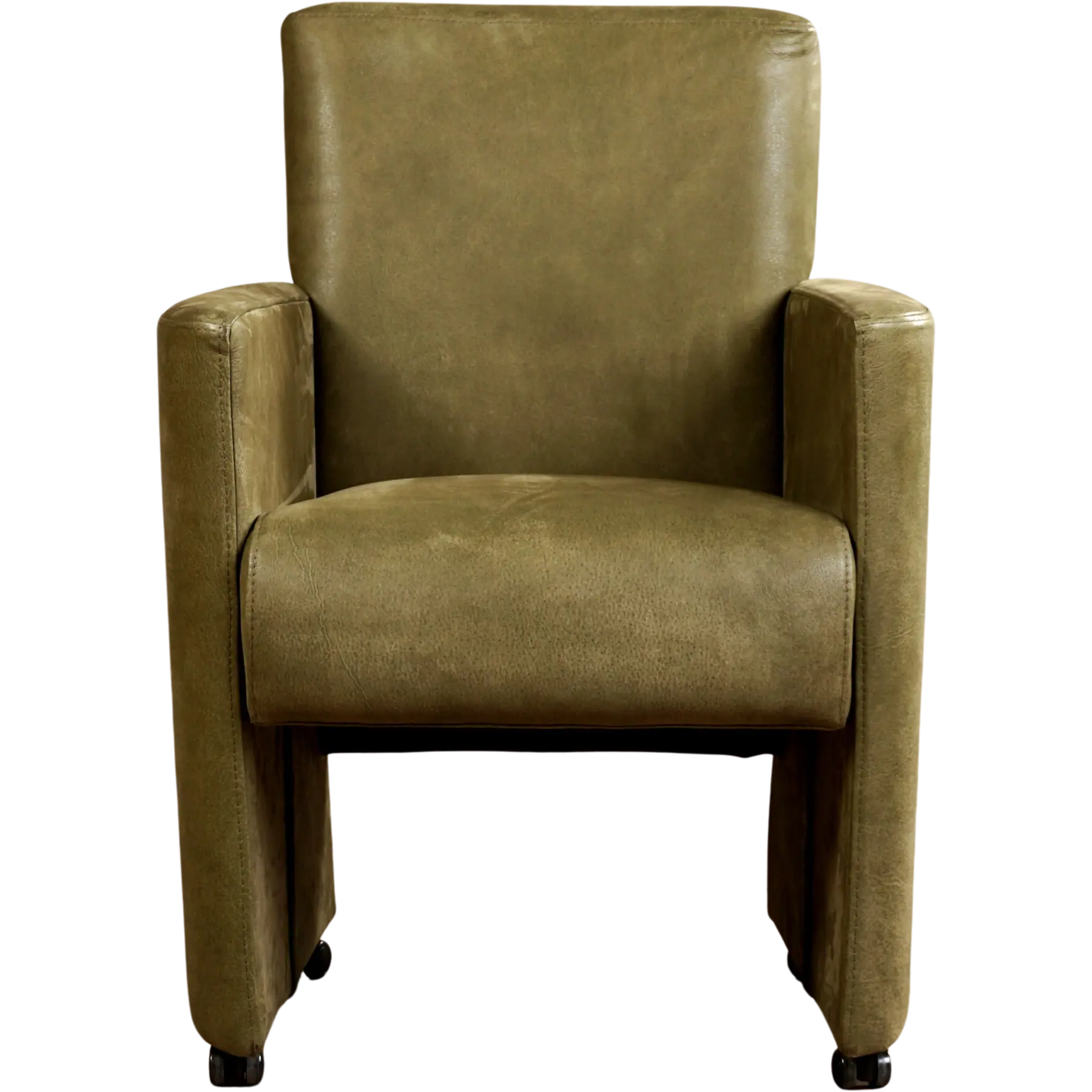 afbeelding van Set van 8 Leren eetkamerstoelen Elegant - Kenia Olive (olijf) - Zonder handgreep