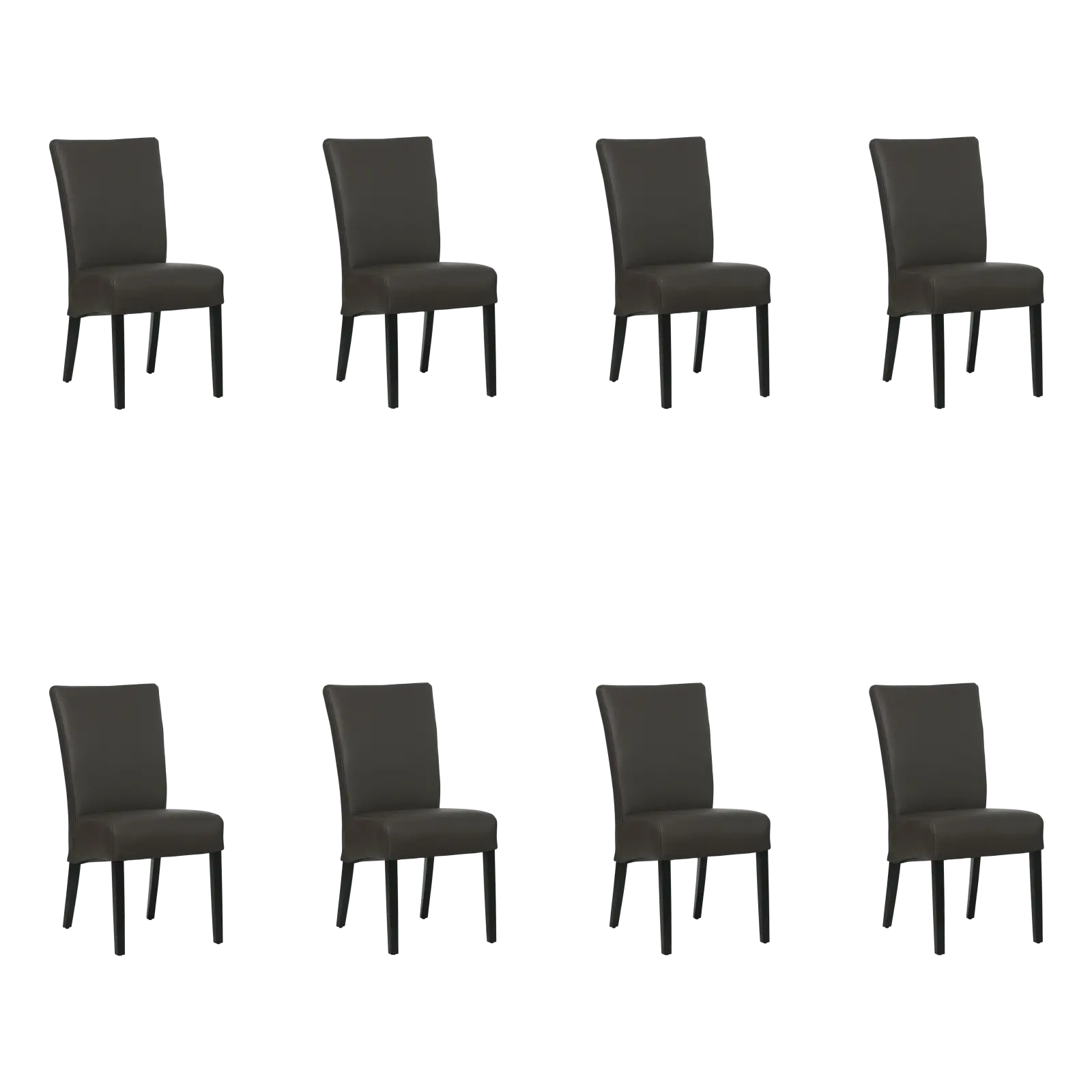 afbeelding van Set van 8 Leren eetkamerstoelen Just - Hermes Caffe (donkerbruin) - Poten hout zwart