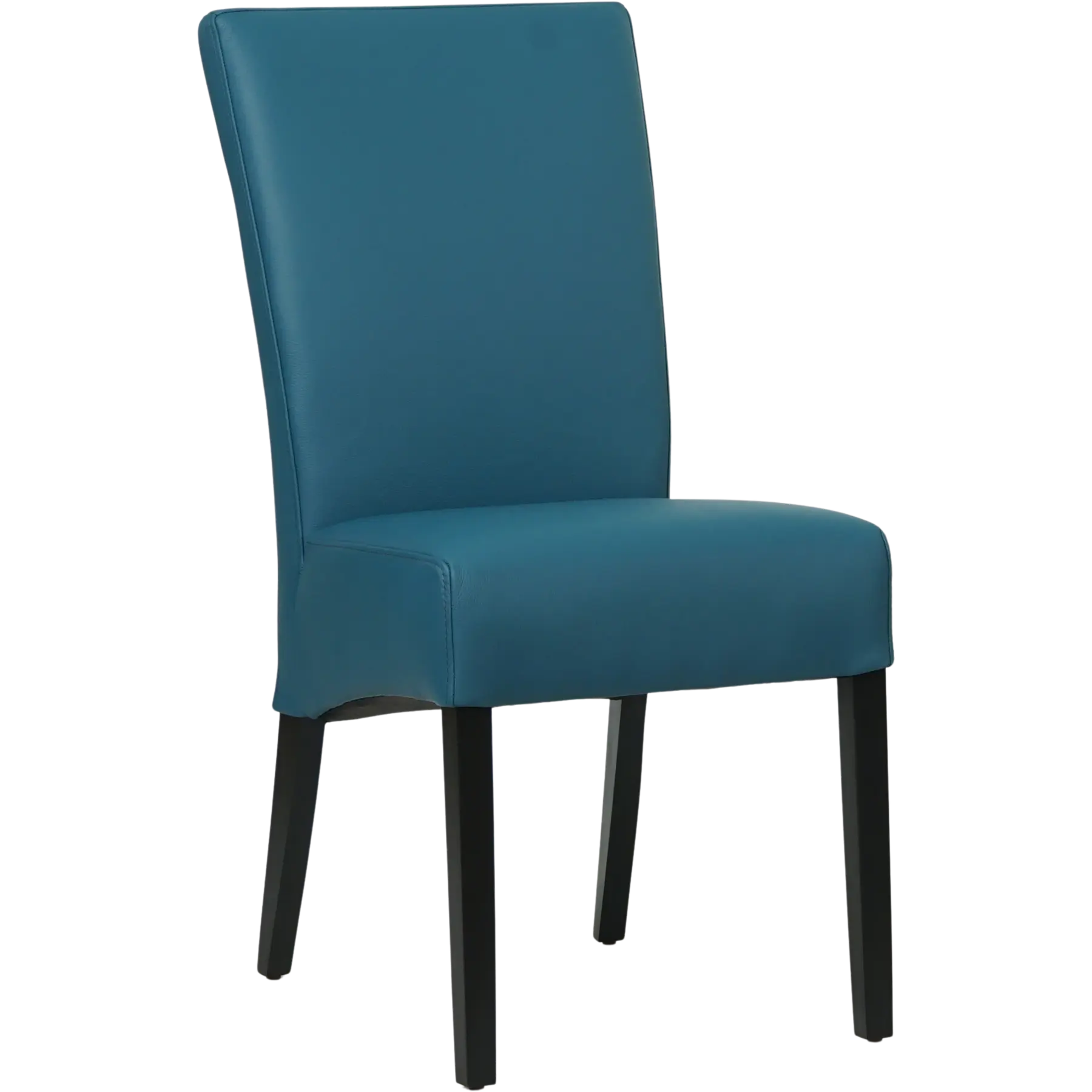 afbeelding van Set van 8 Leren eetkamerstoelen Just - Hermes Turquoise (blauw) - Poten hout zwart
