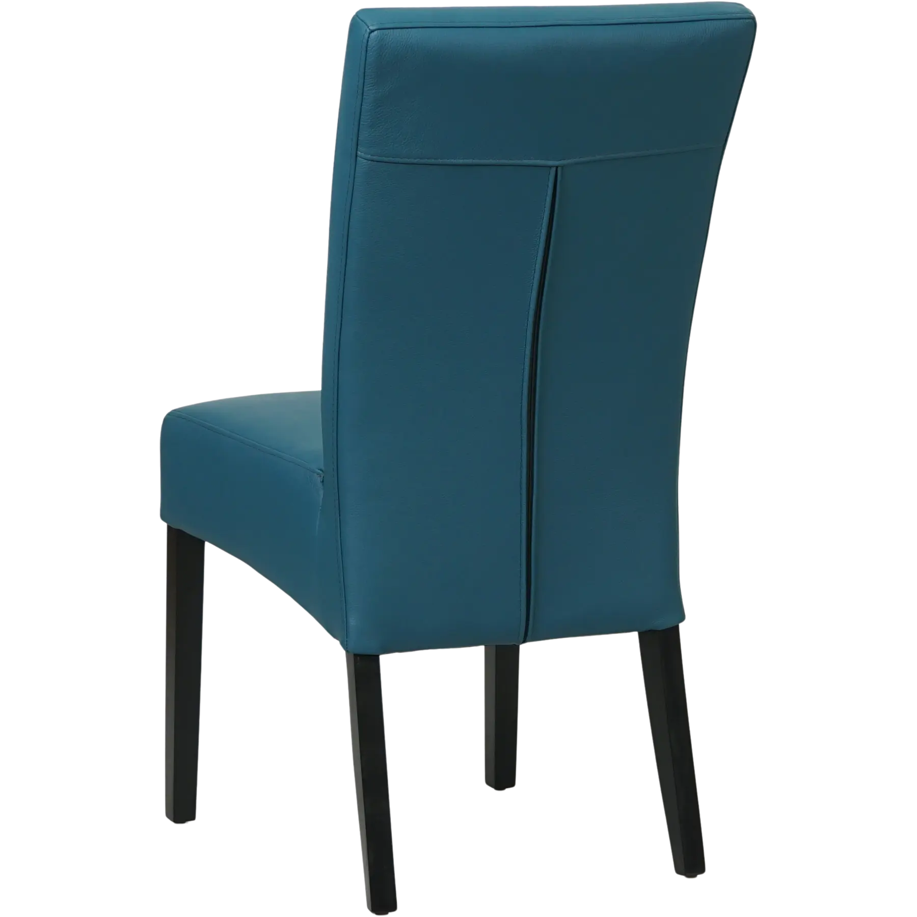 afbeelding van Set van 8 Leren eetkamerstoelen Just - Hermes Turquoise (blauw) - Poten hout zwart