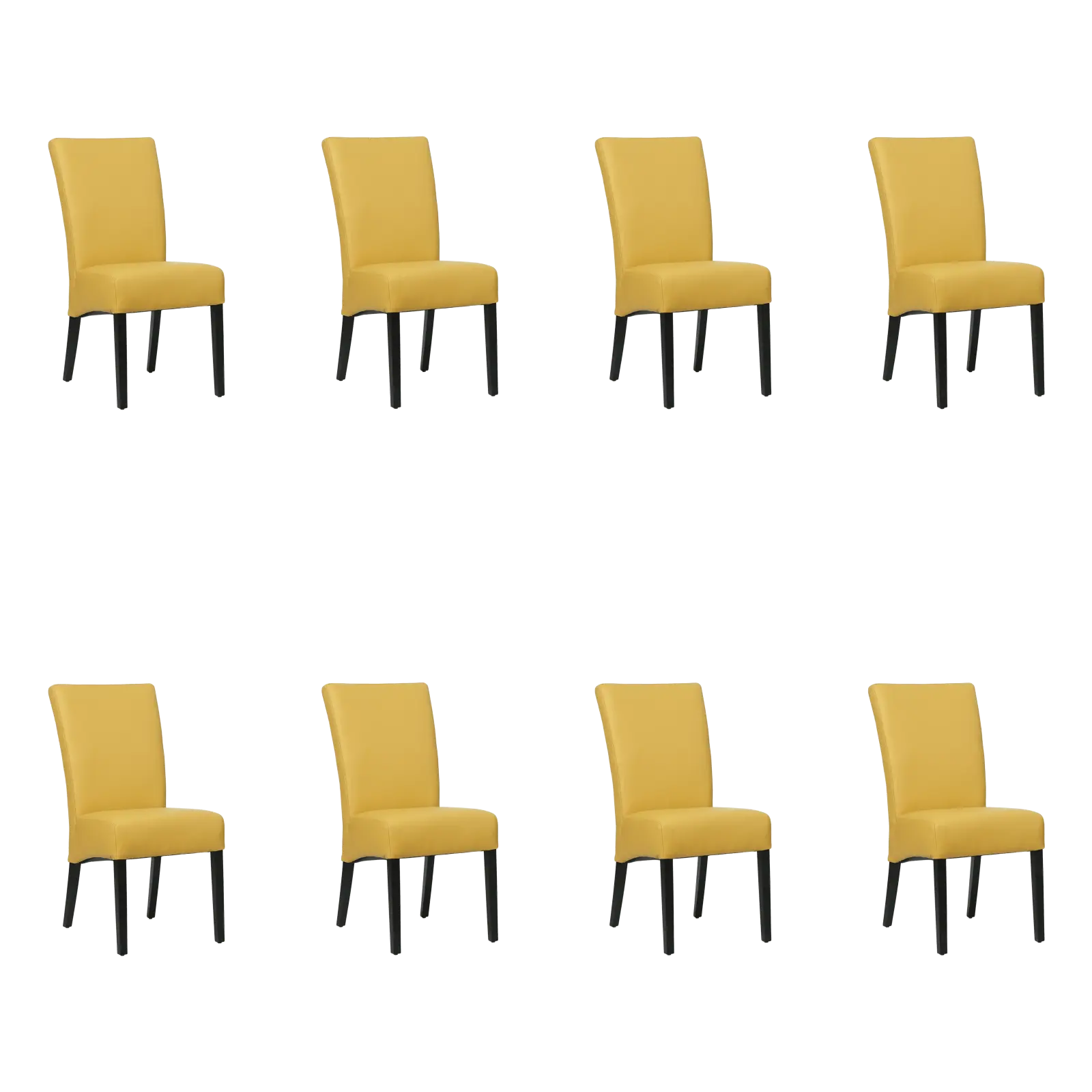 afbeelding van Set van 8 Leren eetkamerstoelen Just - Toledo Lemon (geel) - Poten hout zwart