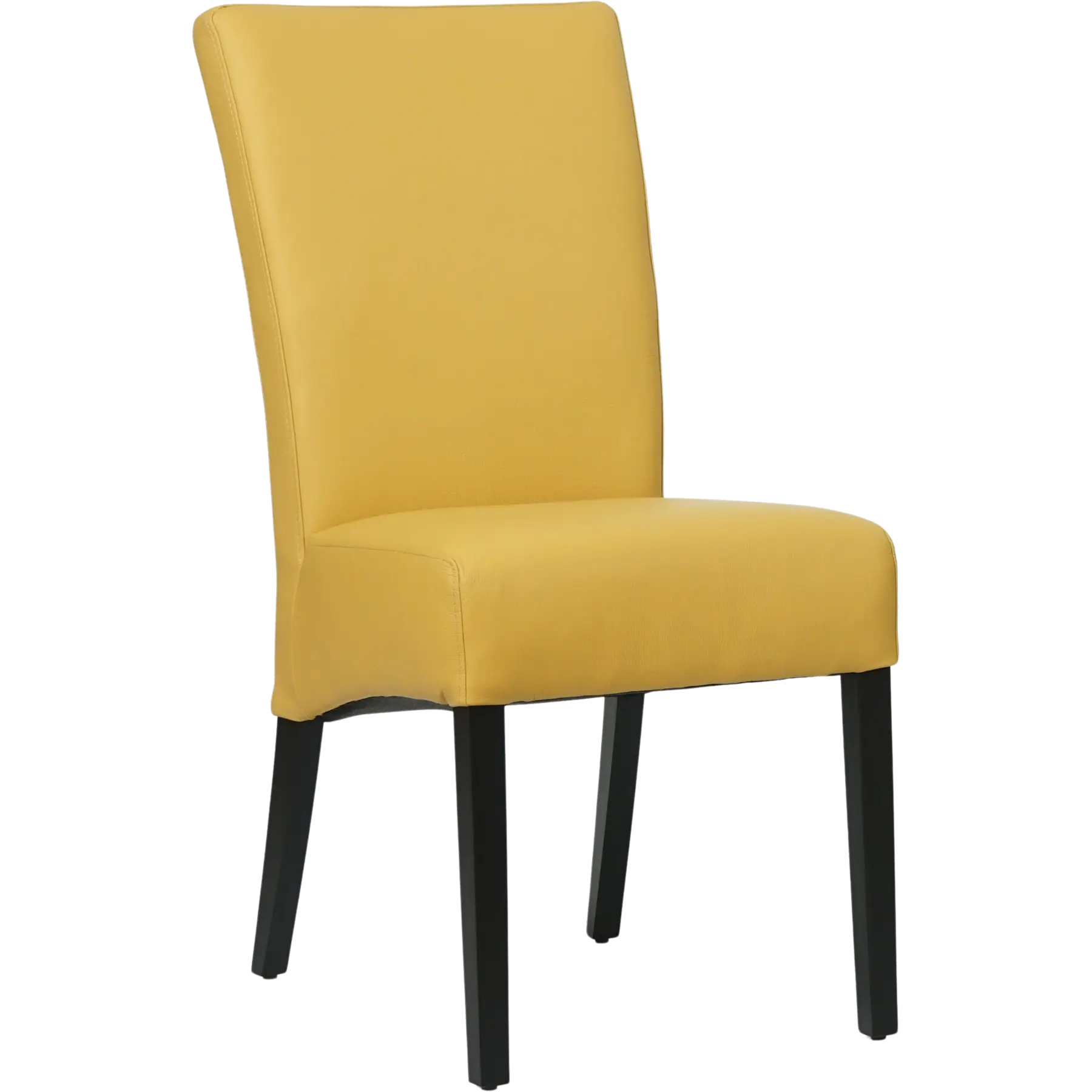 afbeelding van Set van 8 Leren eetkamerstoelen Just - Toledo Lemon (geel) - Poten hout zwart