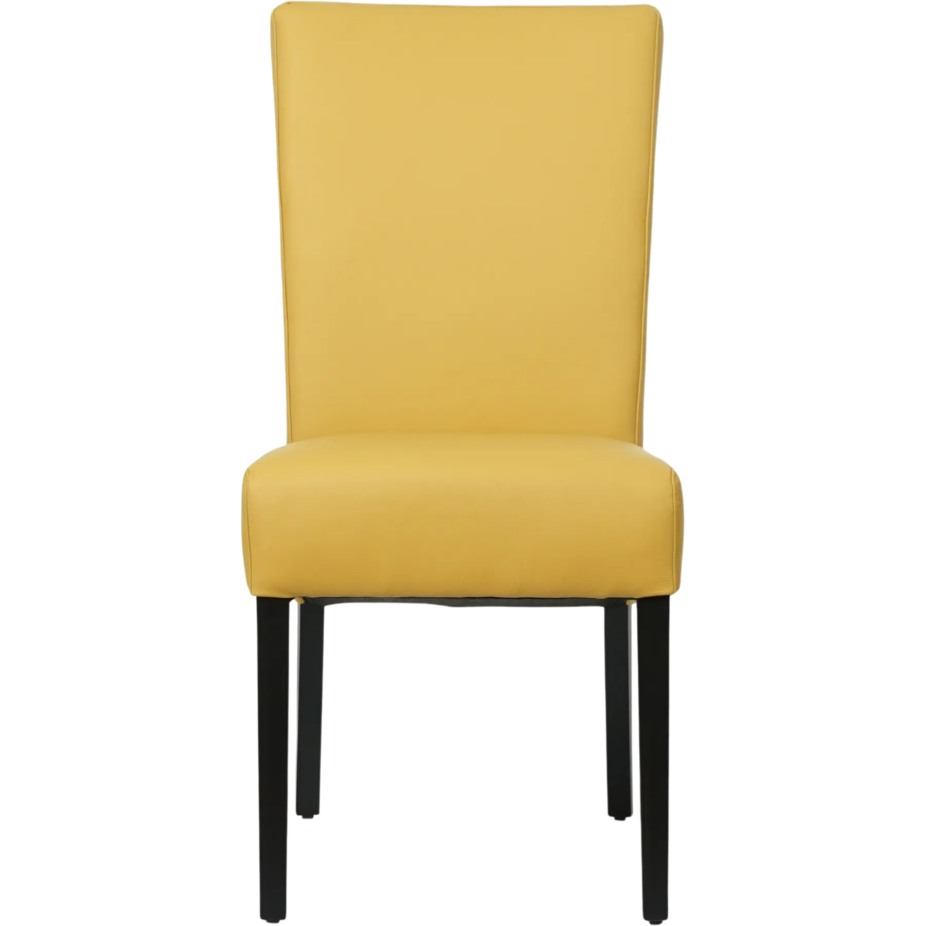 afbeelding van Set van 8 Leren eetkamerstoelen Just - Toledo Lemon (geel) - Poten hout zwart