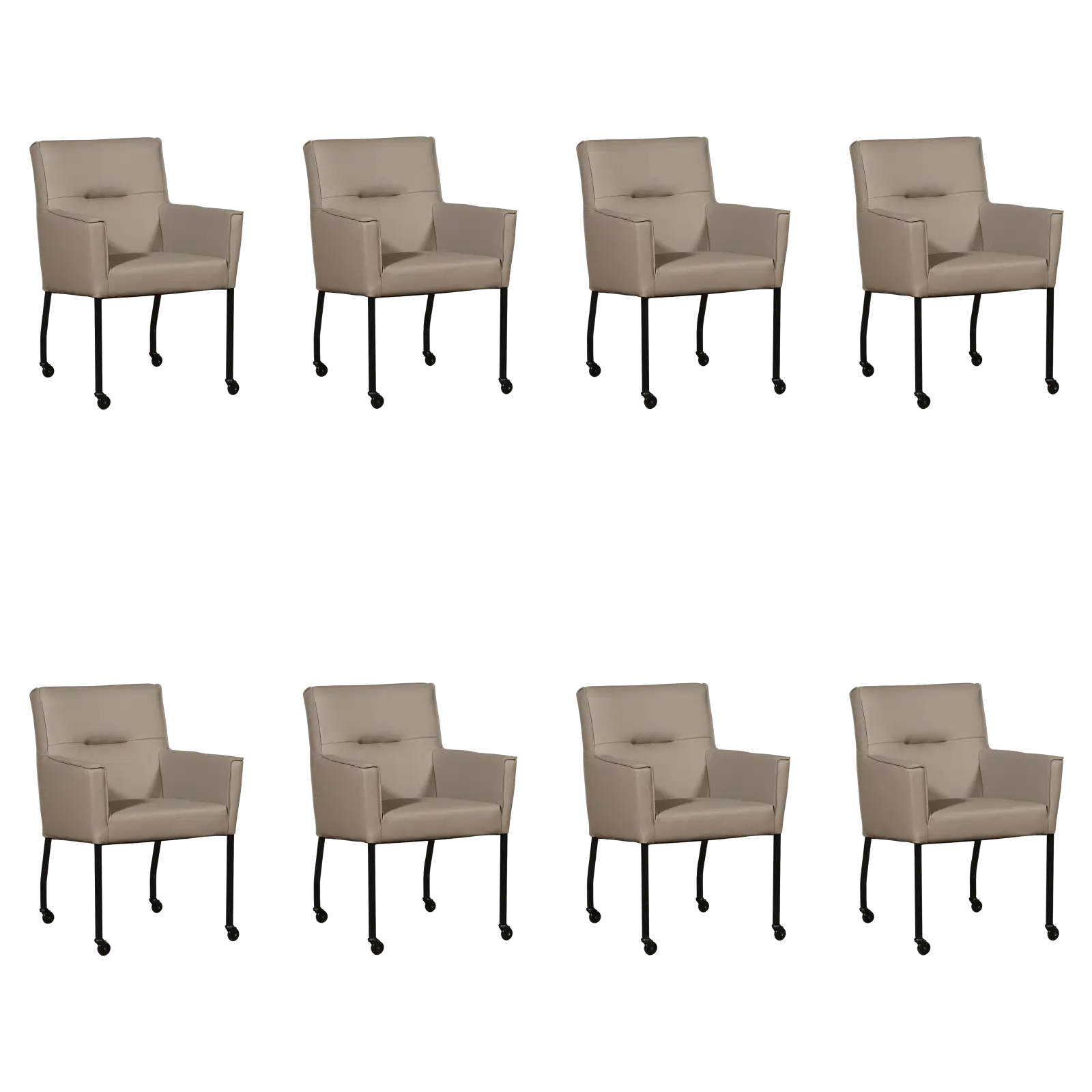 afbeelding van Set van 8 Leren eetkamerstoelen Lucky - Toledo Khaki (taupe/bruin)