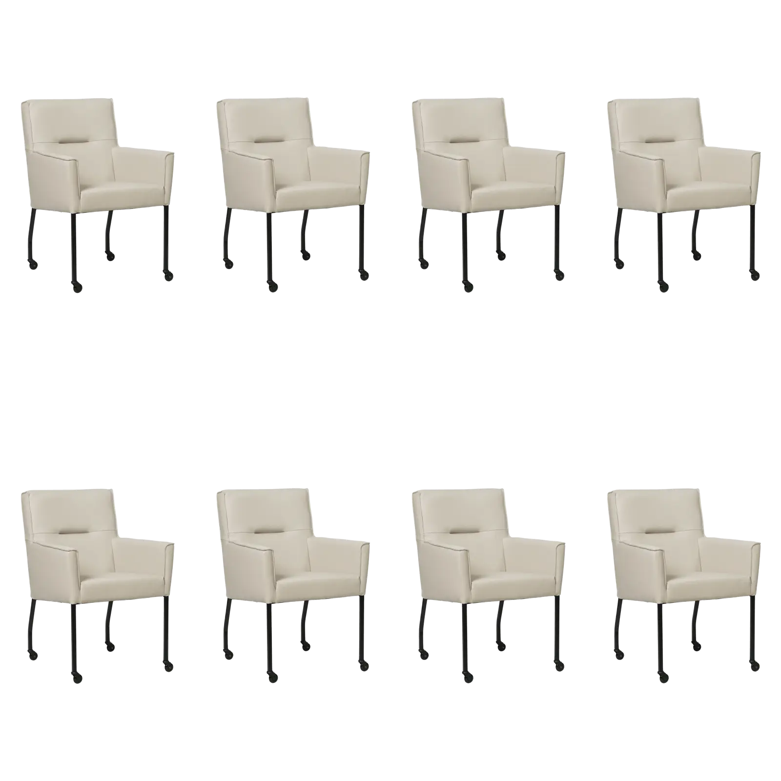 afbeelding van Set van 8 Leren eetkamerstoelen Lucky - Toledo Misty (crème)
