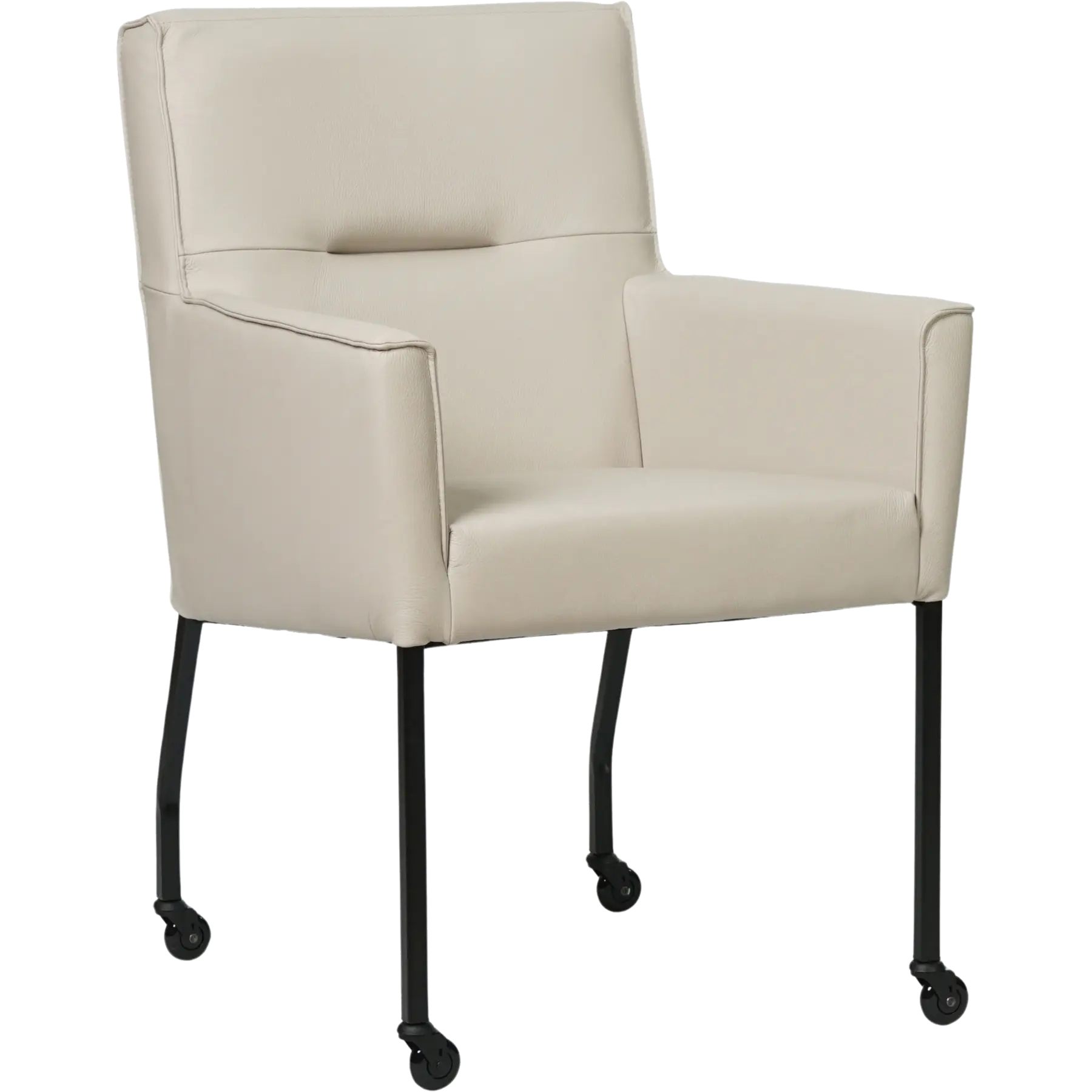 afbeelding van Set van 8 Leren eetkamerstoelen Lucky - Toledo Misty (crème)