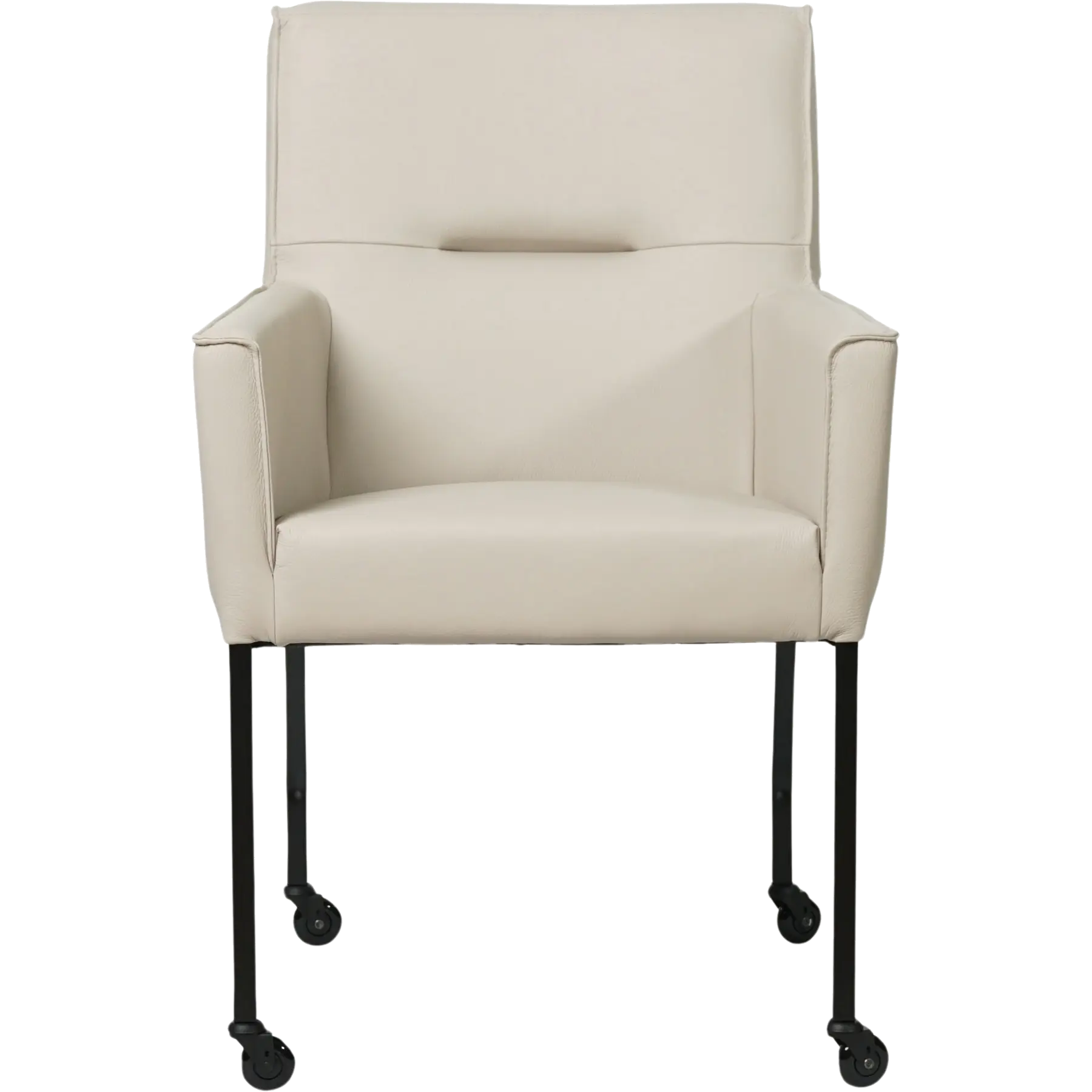 afbeelding van Set van 8 Leren eetkamerstoelen Lucky - Toledo Misty (crème)