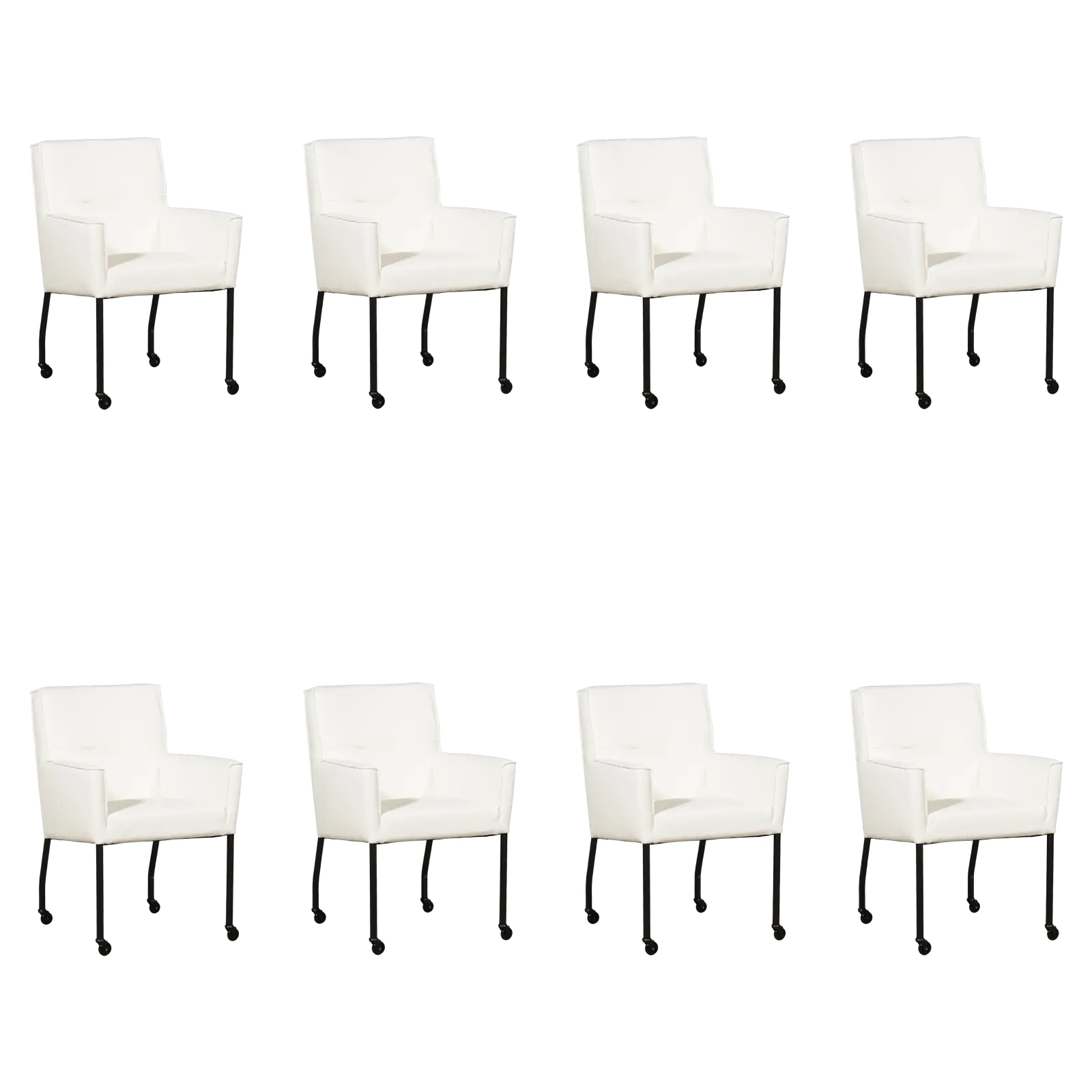 afbeelding van Set van 8 Leren eetkamerstoelen Lucky - Toledo Purewhite (wit)