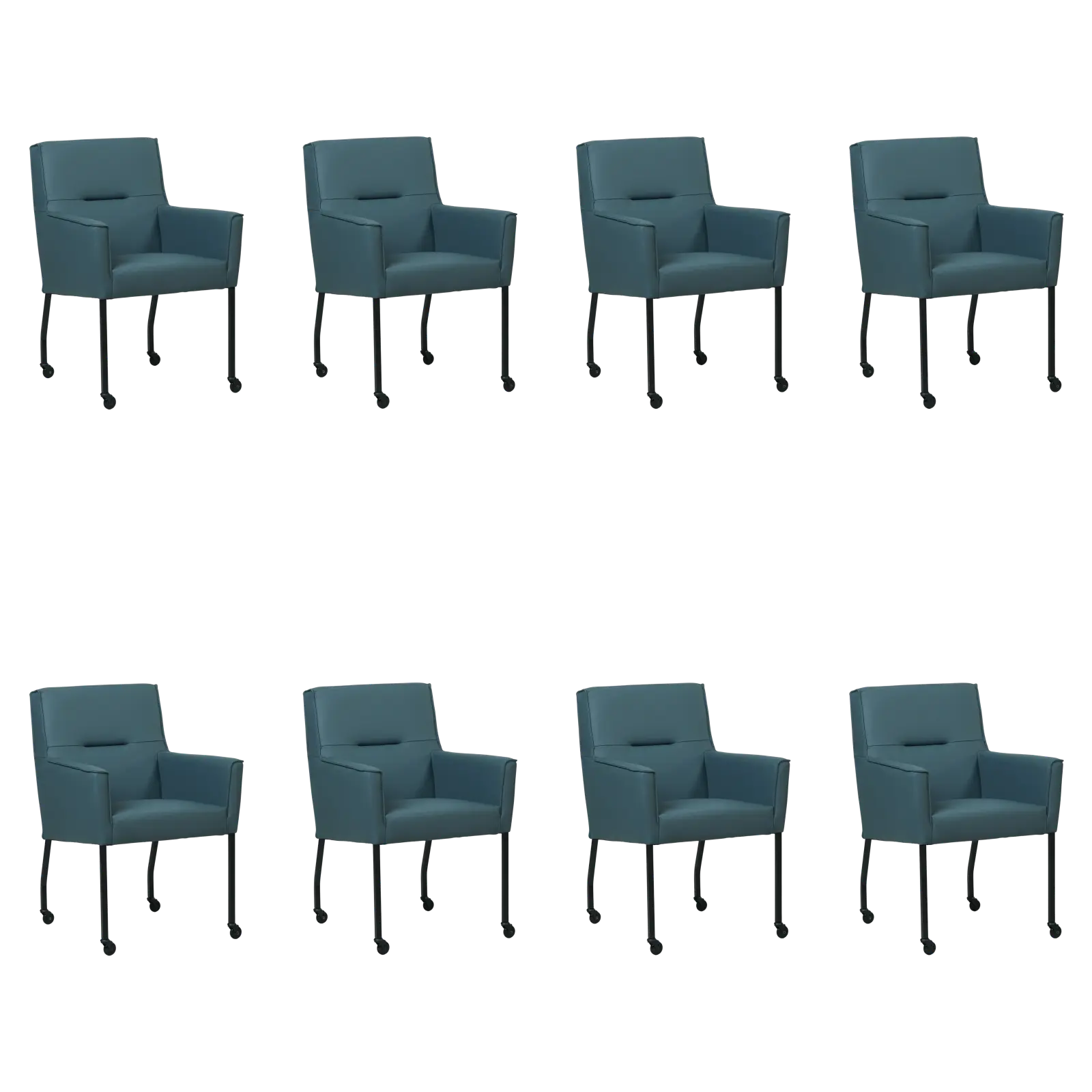 afbeelding van Set van 8 Leren eetkamerstoelen Lucky - Toledo Whale (blauw/grijs)