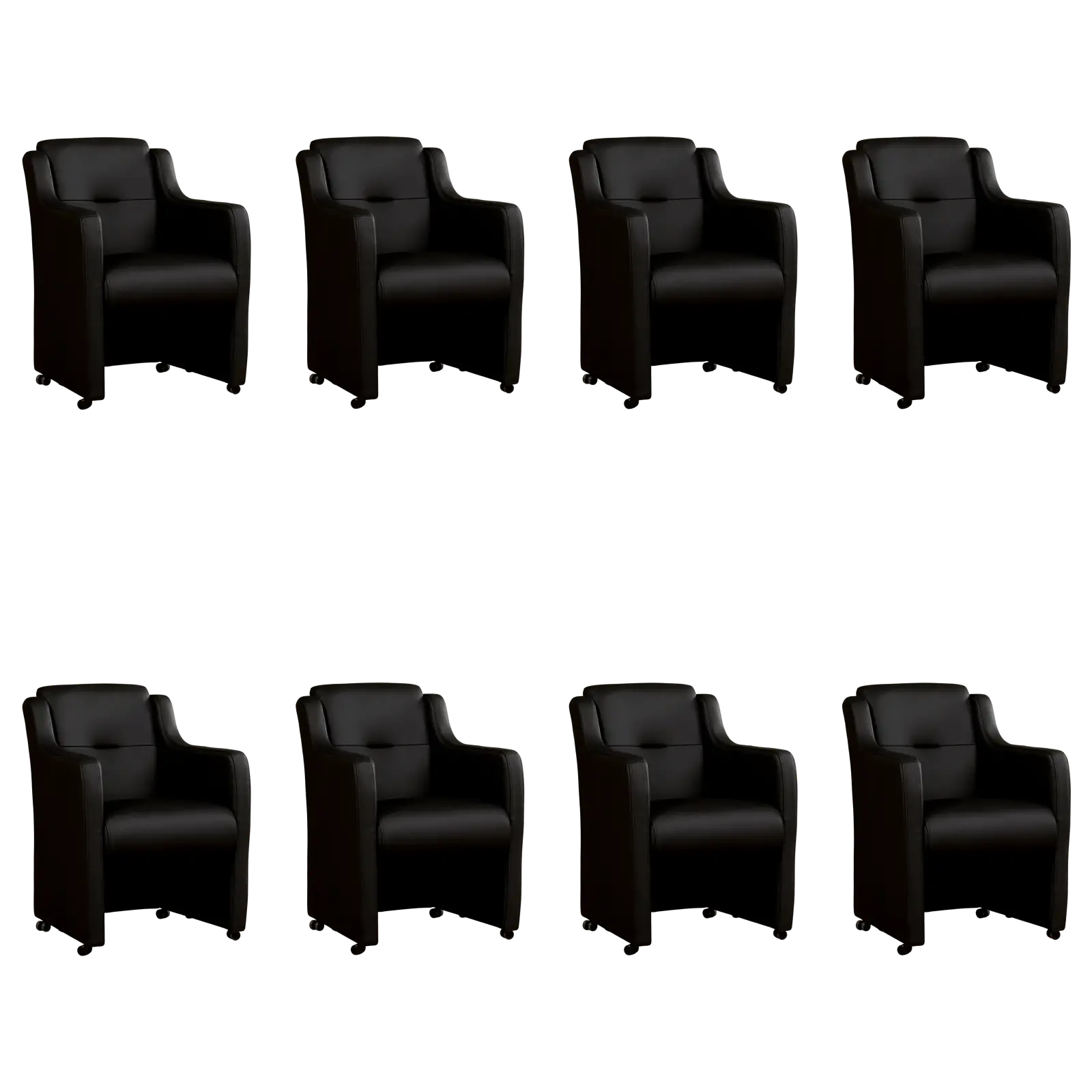afbeelding van Set van 8 Leren eetkamerstoelen Mass - Hermes Nero (zwart) - Zonder handgreep