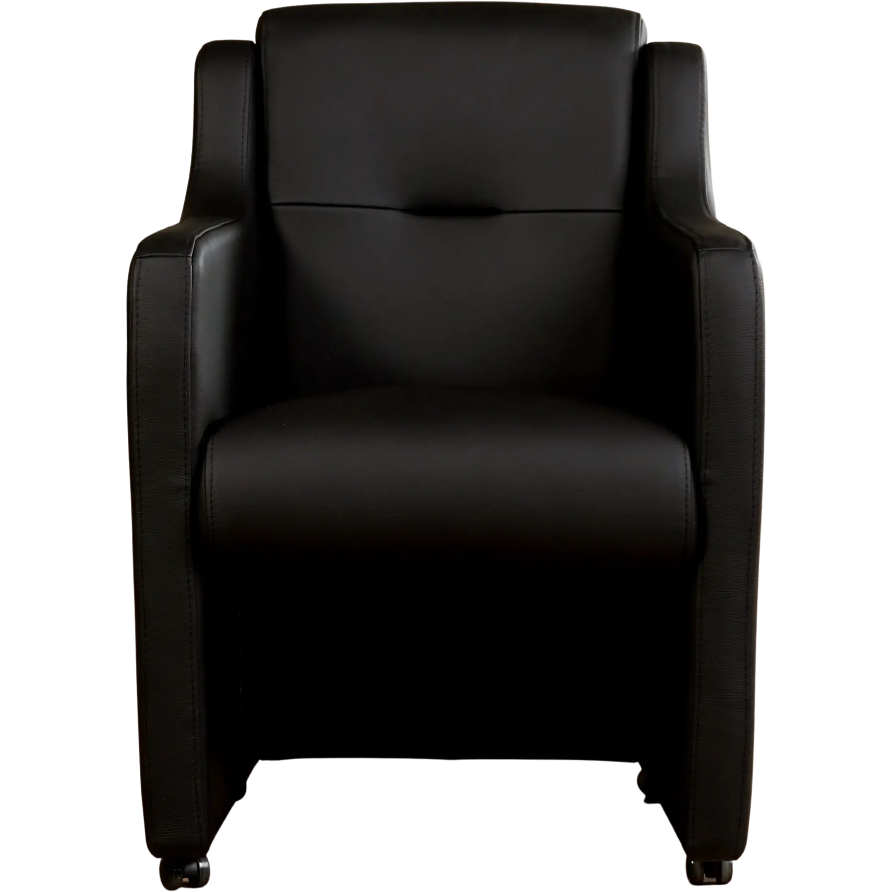 afbeelding van Set van 8 Leren eetkamerstoelen Mass - Hermes Nero (zwart) - Zonder handgreep