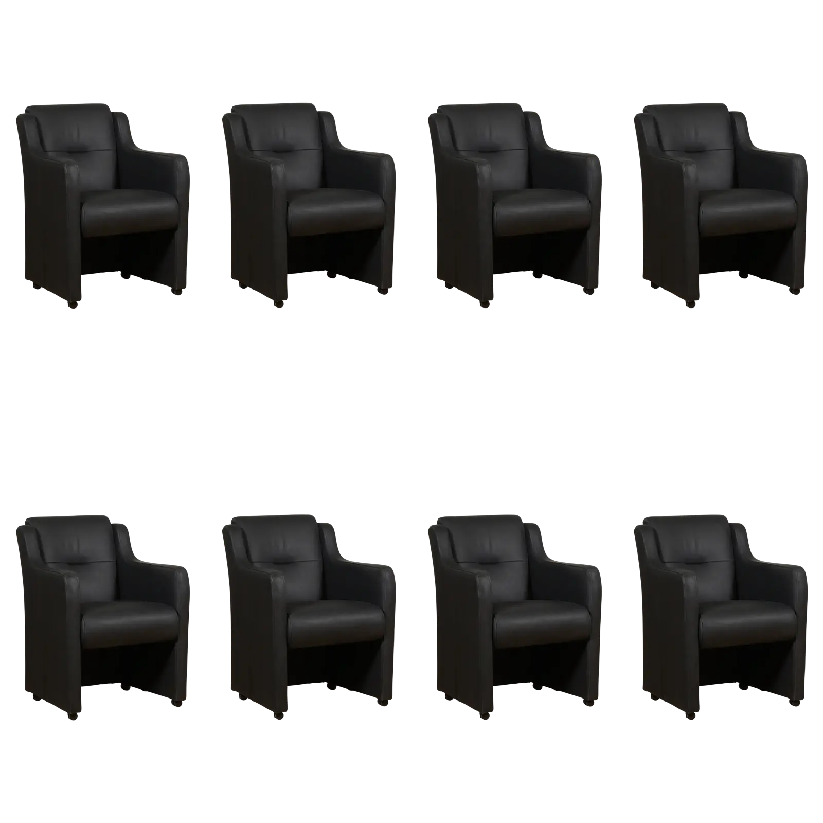 afbeelding van Set van 8 Leren eetkamerstoelen Mass - Rancho Nero (zwart) - Met handgreep zwart