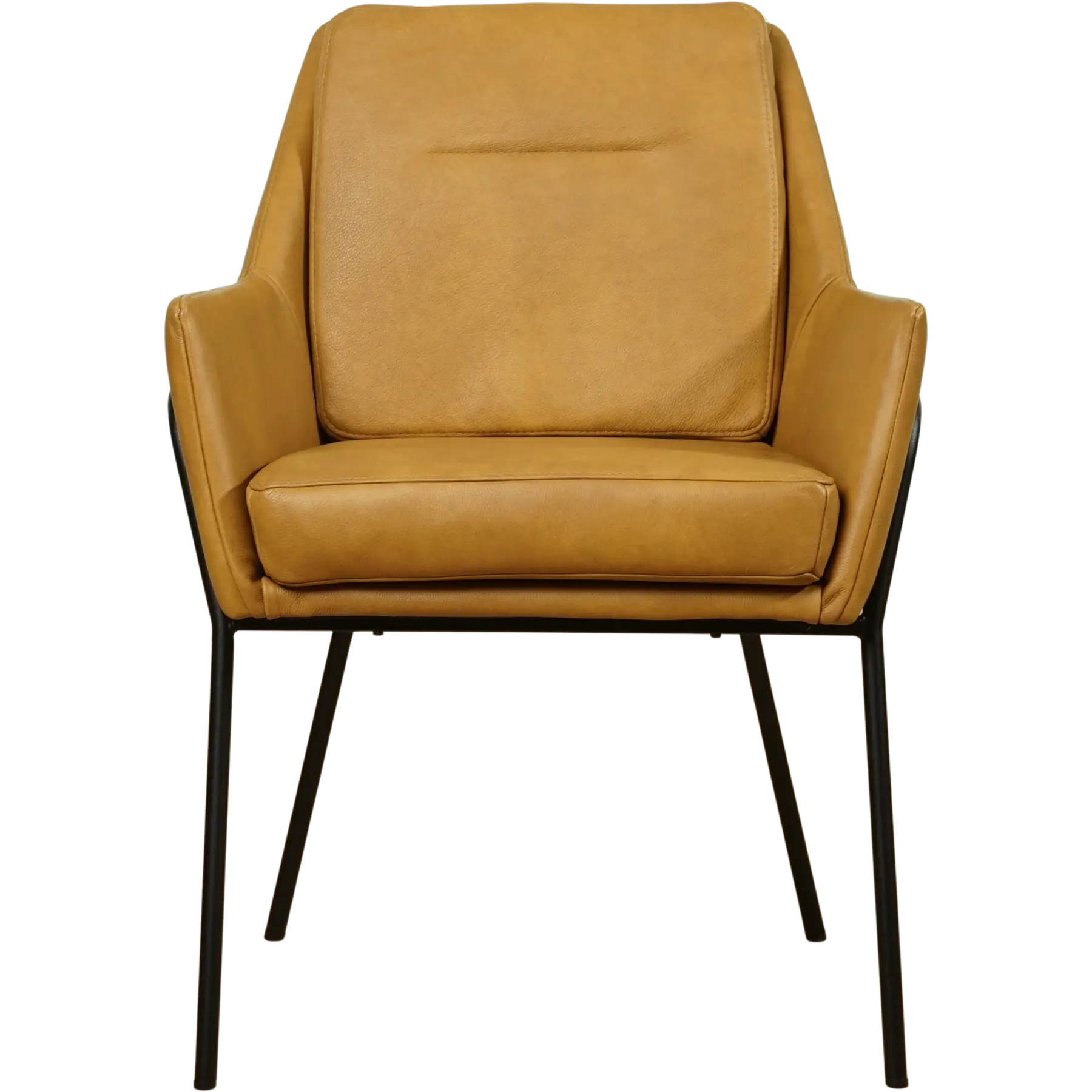 afbeelding van Set van 8 Leren eetkamerstoelen Mix - Granada Amber (cognac) - Poten staal rond zwart