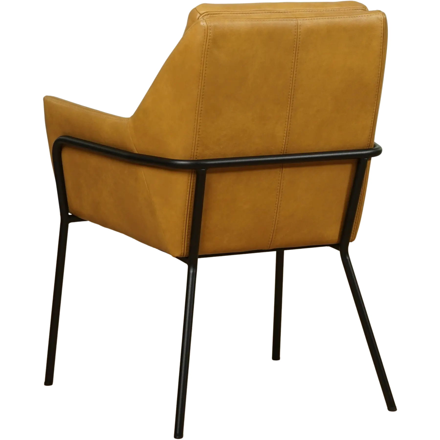 afbeelding van Set van 8 Leren eetkamerstoelen Mix - Granada Amber (cognac) - Poten staal rond zwart