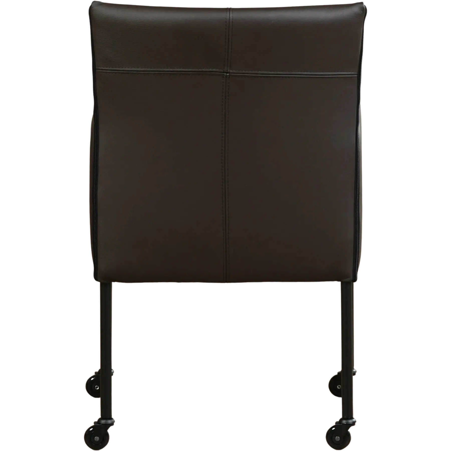 afbeelding van Set van 8 Leren eetkamerstoelen More - Hermes Caffe (donkerbruin) - Poten staal rond zwart