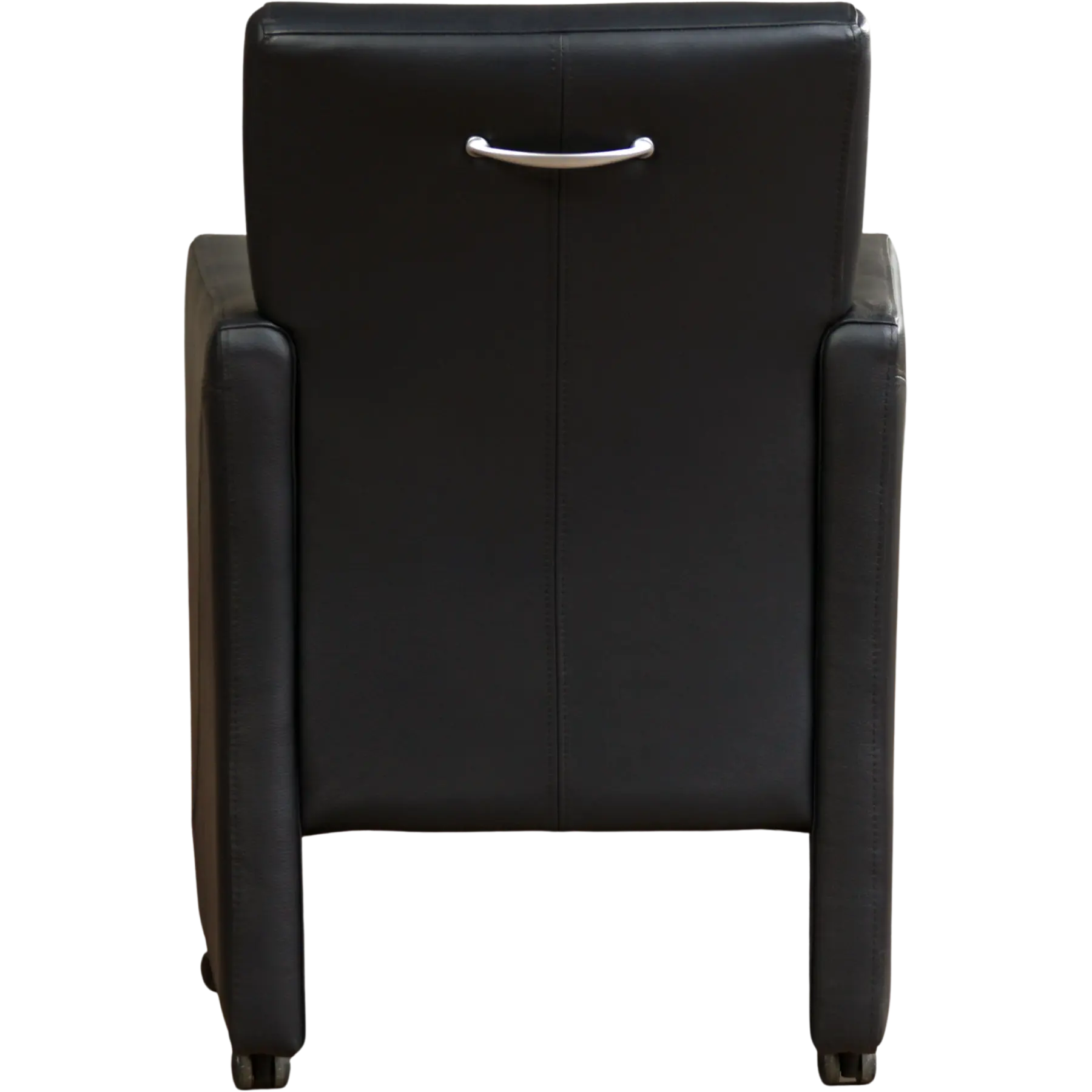 afbeelding van Set van 8 Leren eetkamerstoelen Pleasure - Toledo Pacific (donkerblauw) - Met handgreep RVS