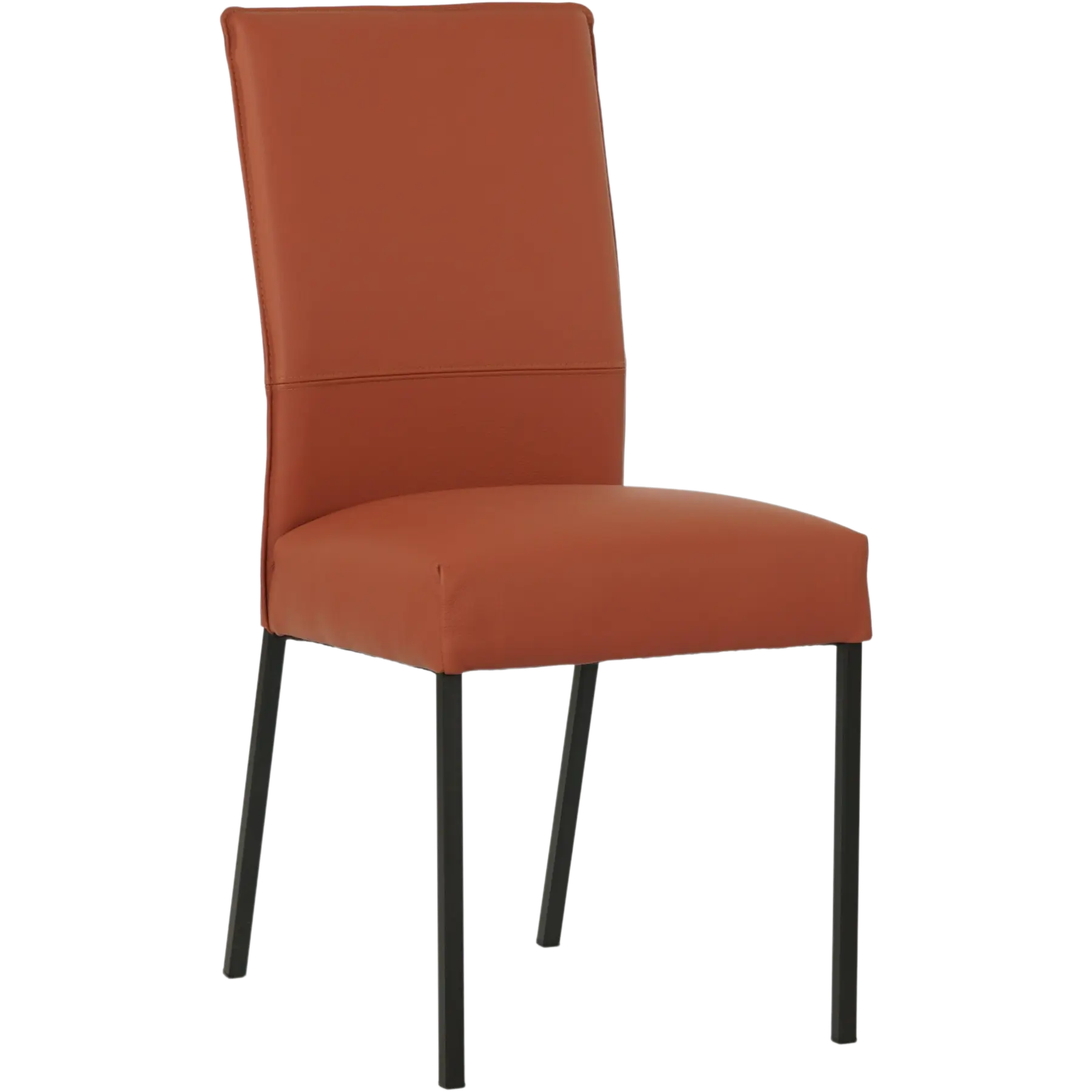 afbeelding van Set van 8 Leren eetkamerstoelen Real - Toledo Cotto (cognac) - Poten staal vierkant zwart