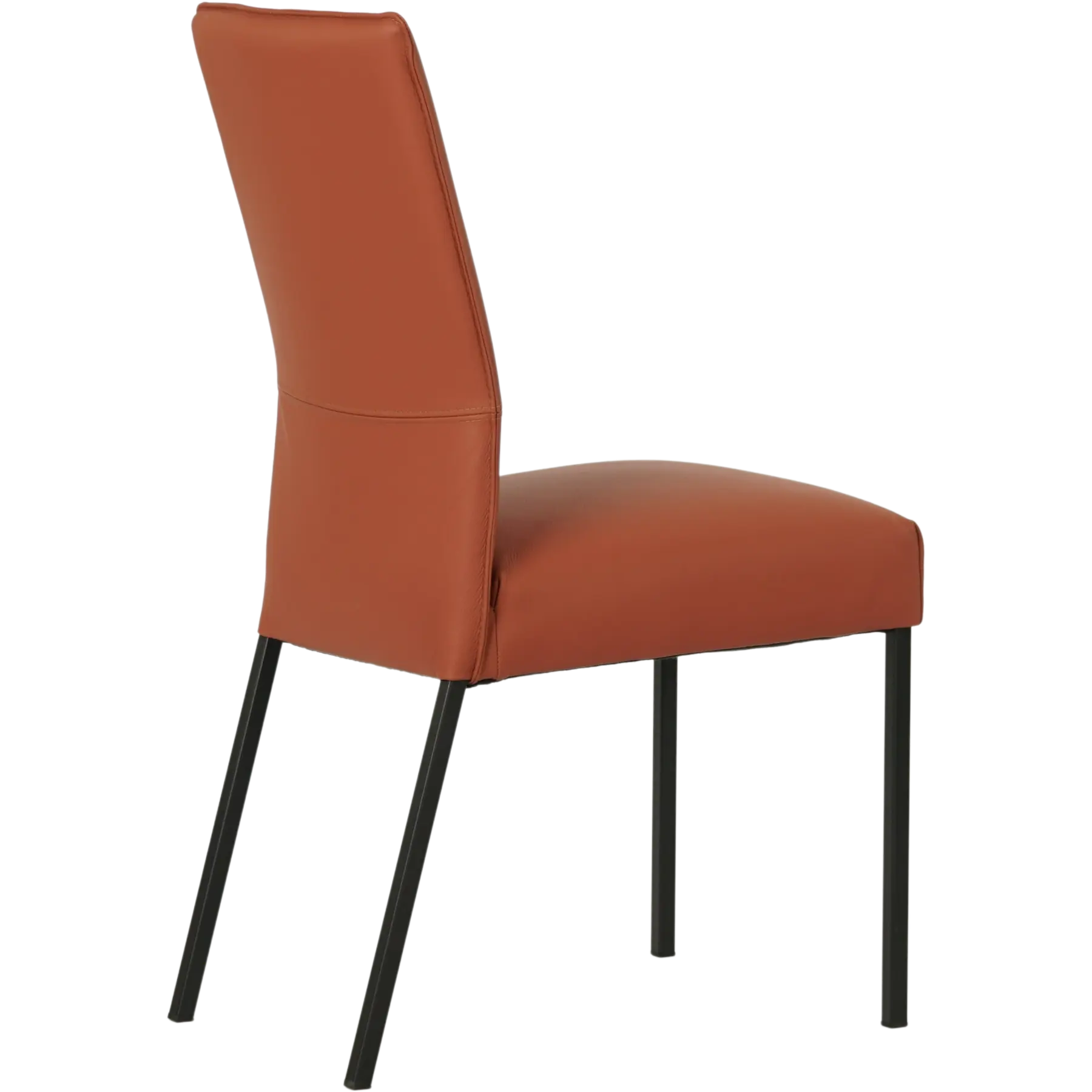afbeelding van Set van 8 Leren eetkamerstoelen Real - Toledo Cotto (cognac) - Poten staal vierkant zwart