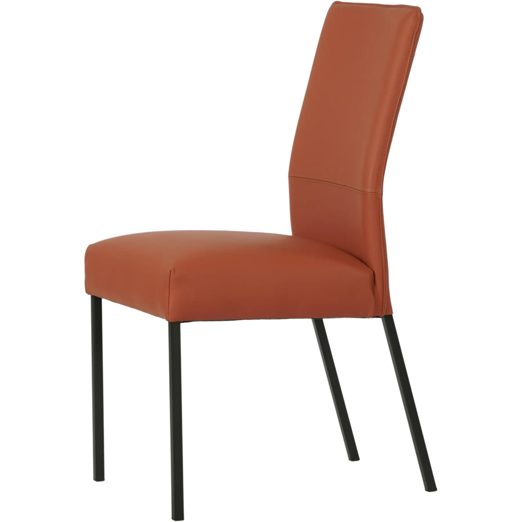 afbeelding van Set van 8 Leren eetkamerstoelen Real - Toledo Cotto (cognac) - Poten staal vierkant zwart