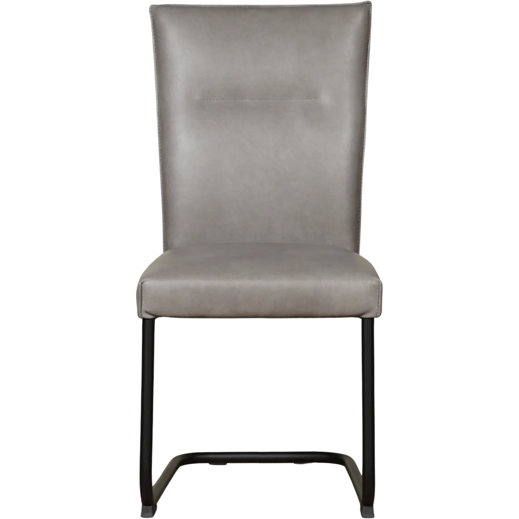 afbeelding van Set van 8 Leren eetkamerstoelen Retro - Granada Steel (grijs) - Sledepoot staal rond zwart