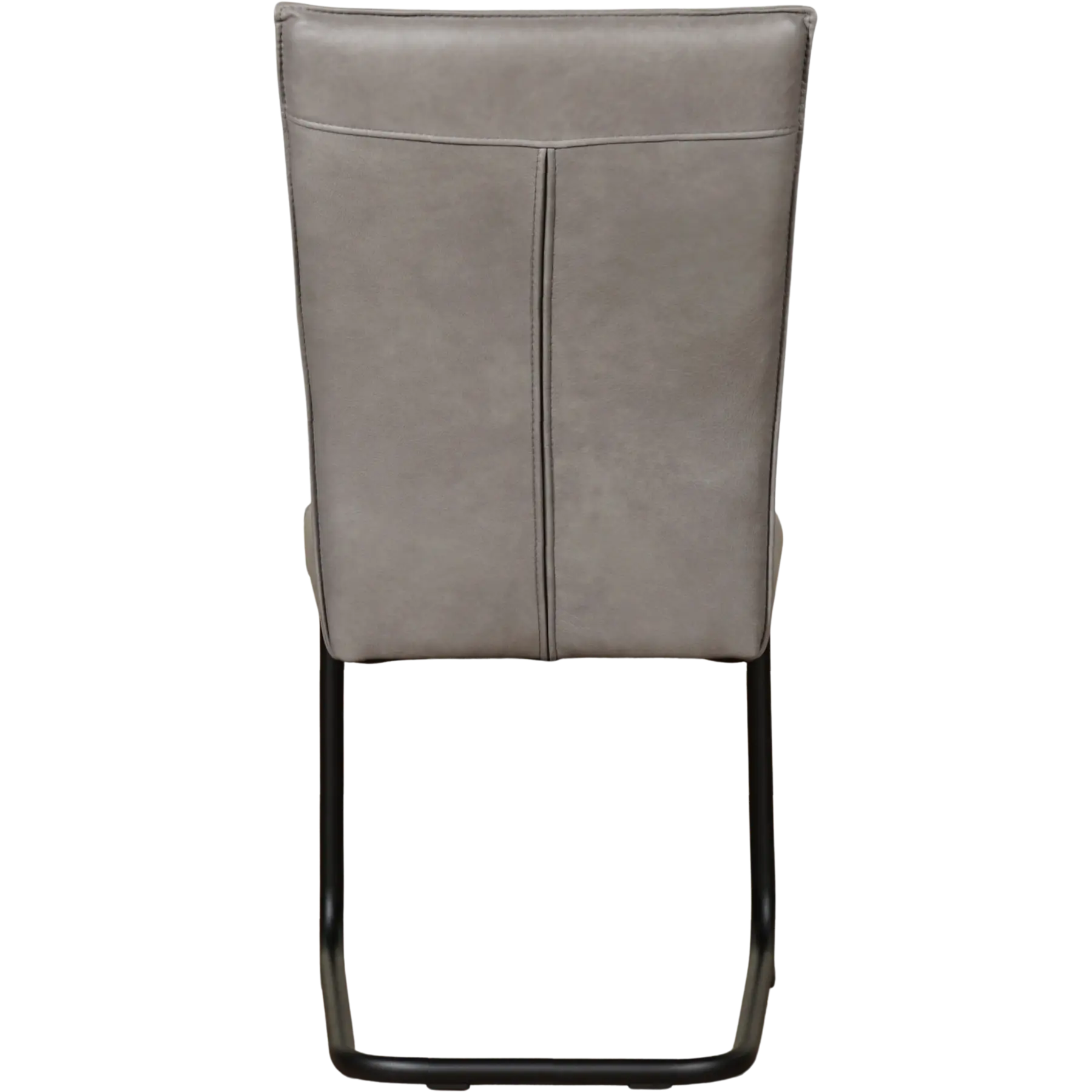 afbeelding van Set van 8 Leren eetkamerstoelen Retro - Granada Steel (grijs) - Sledepoot staal rond zwart