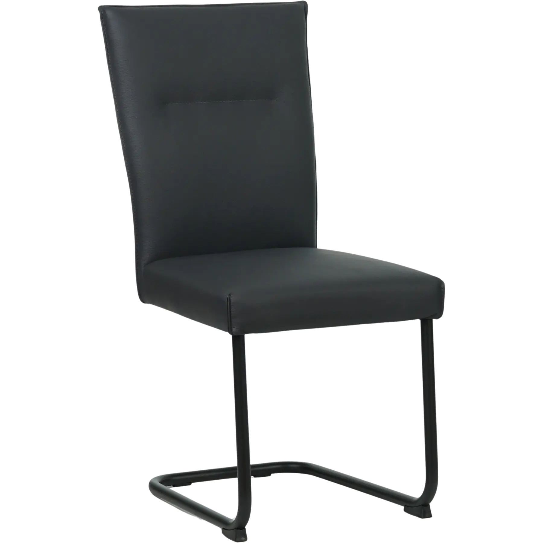 afbeelding van Set van 8 Leren eetkamerstoelen Retro - Toledo Pacific (donkerblauw) - Sledepoot staal rond zwart